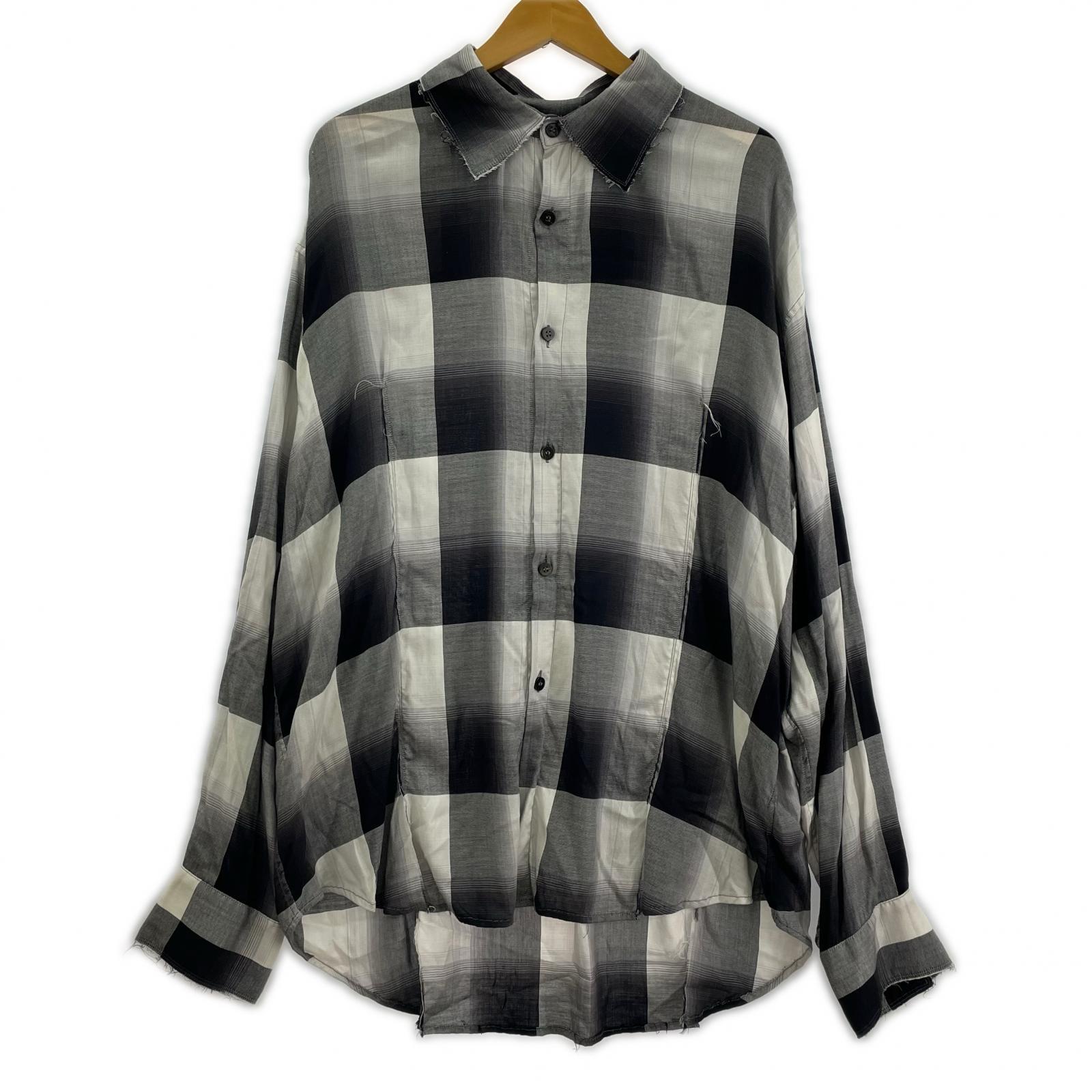 長袖シャツ UNUSED×SUGARHILL オンブレチェックシャツ US2150 (4) 4 ブラック
