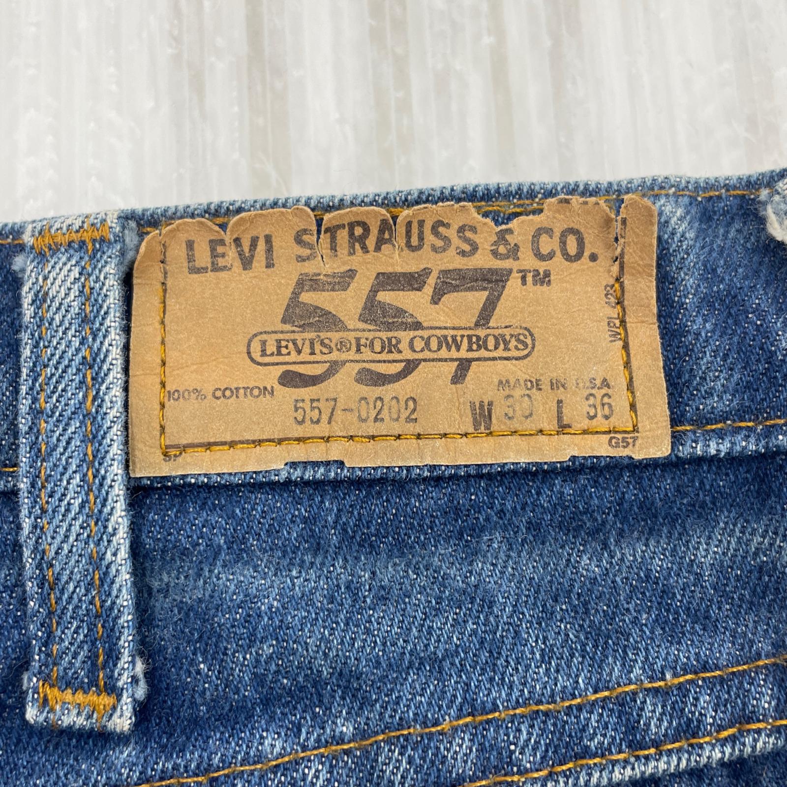デニムパンツ 80s Levis 557-0202 for cowboys 30 ネイビー