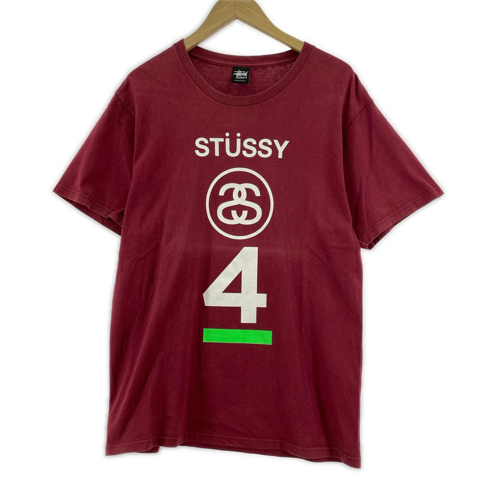 半袖Tシャツ STUSSY 4STACK SSリンク 3段プリントTee M レッド M