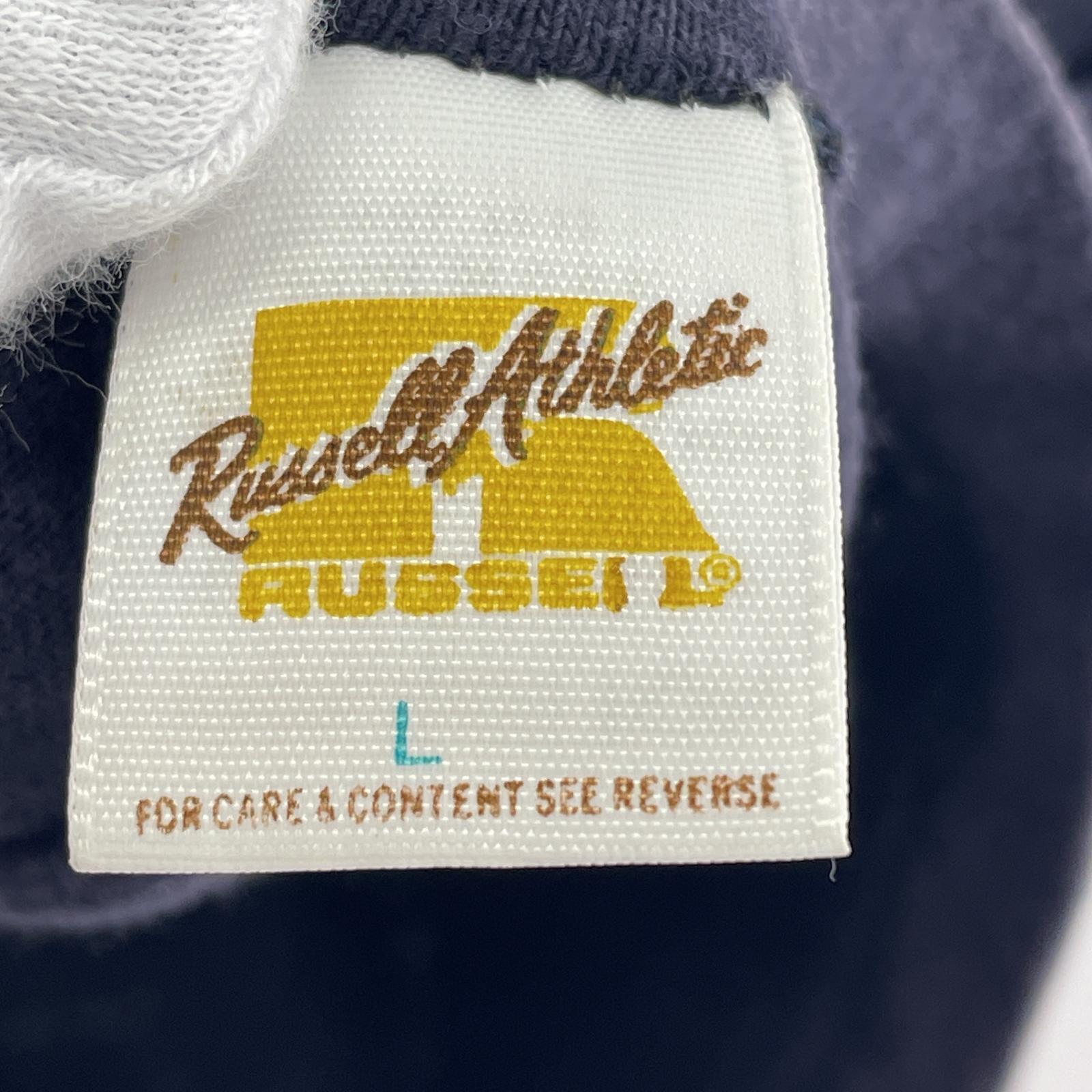 半袖Tシャツ 70s RUSSELL USA製金タグ フットボール(L) L ネイビー