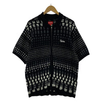 半袖シャツ Gradient Grid Zip Up Polo S S ブラック