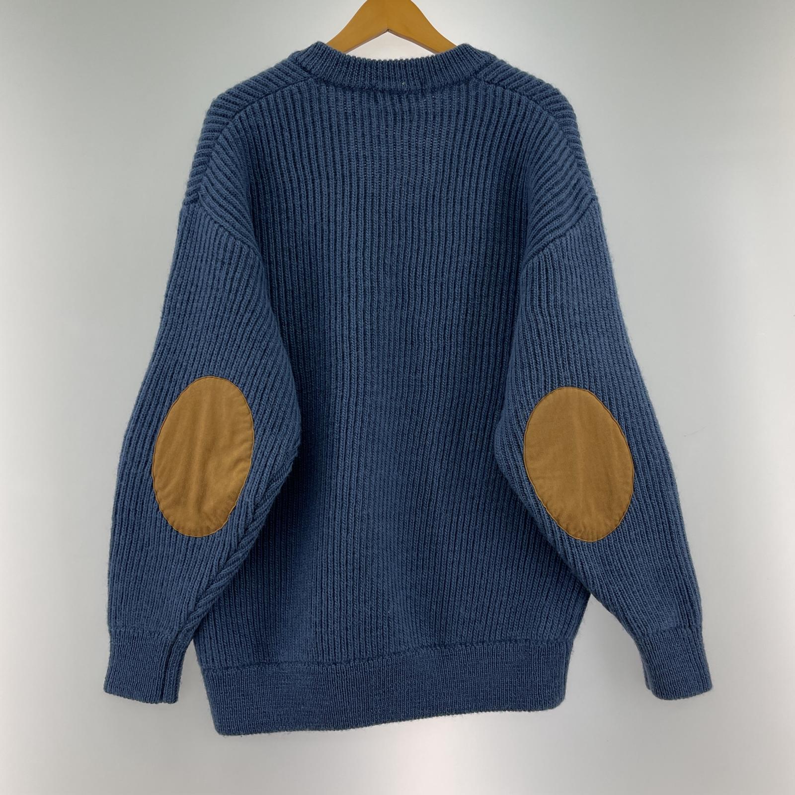 ニット LUCEBER エルボーパッチ ニットセーター 青 (M) M ブルー