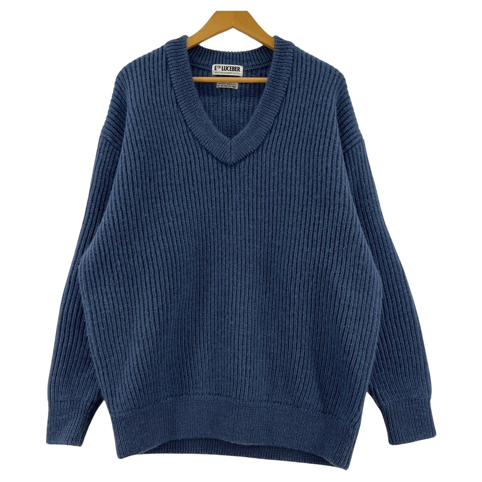 ニット LUCEBER エルボーパッチ ニットセーター 青 (M) M ブルー