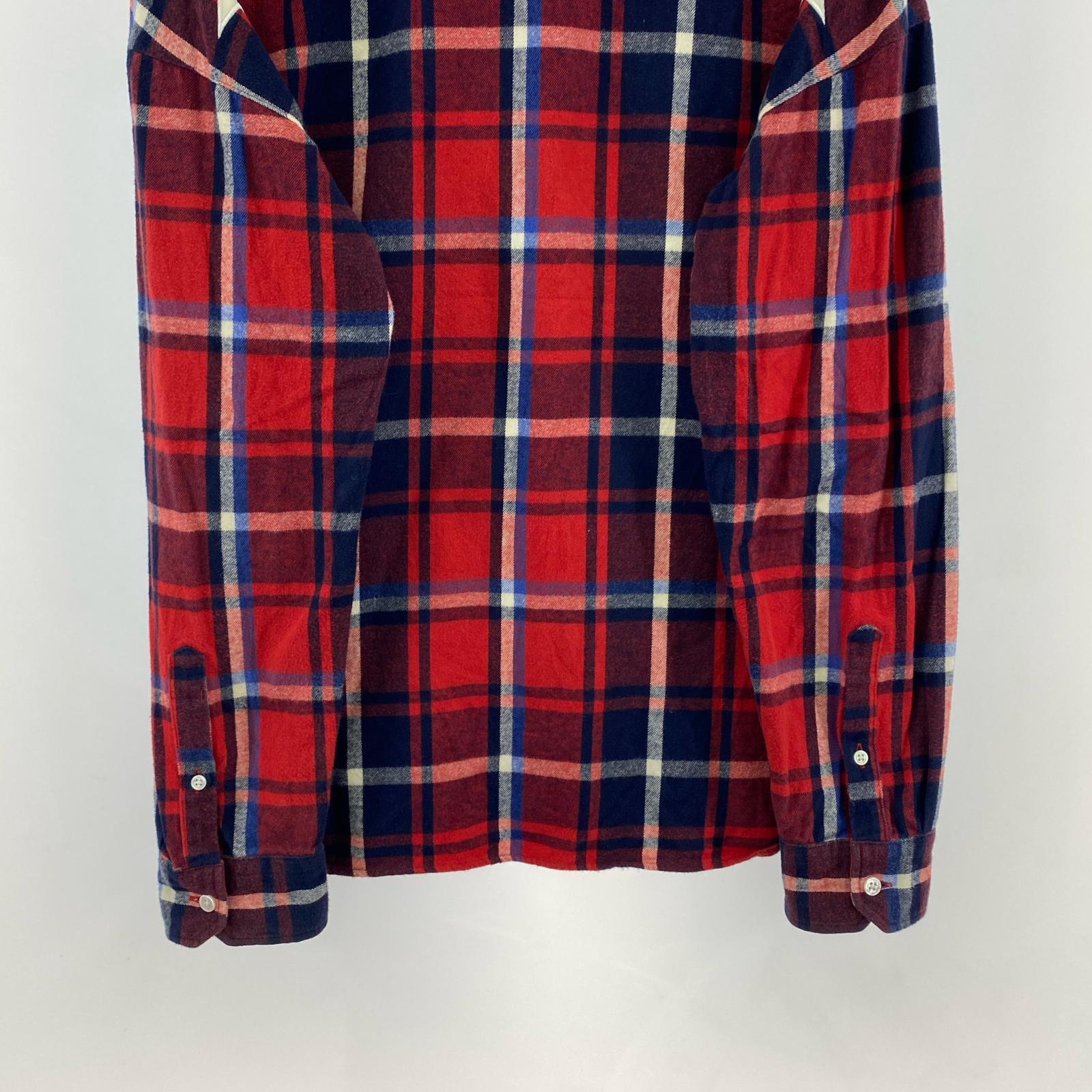 長袖シャツ チェックシャツ M レッド