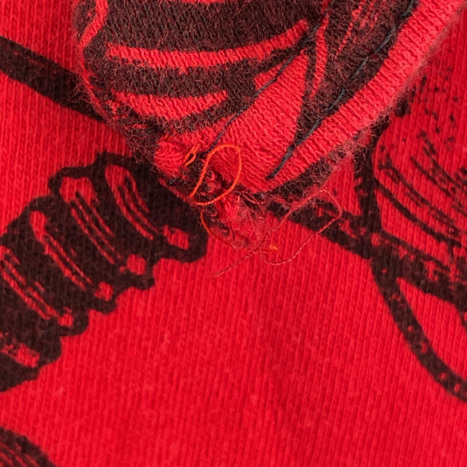 半袖Tシャツ 総柄 スカル USA製 (L) L レッド