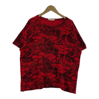 半袖Tシャツ 総柄 スカル USA製 (L) L レッド