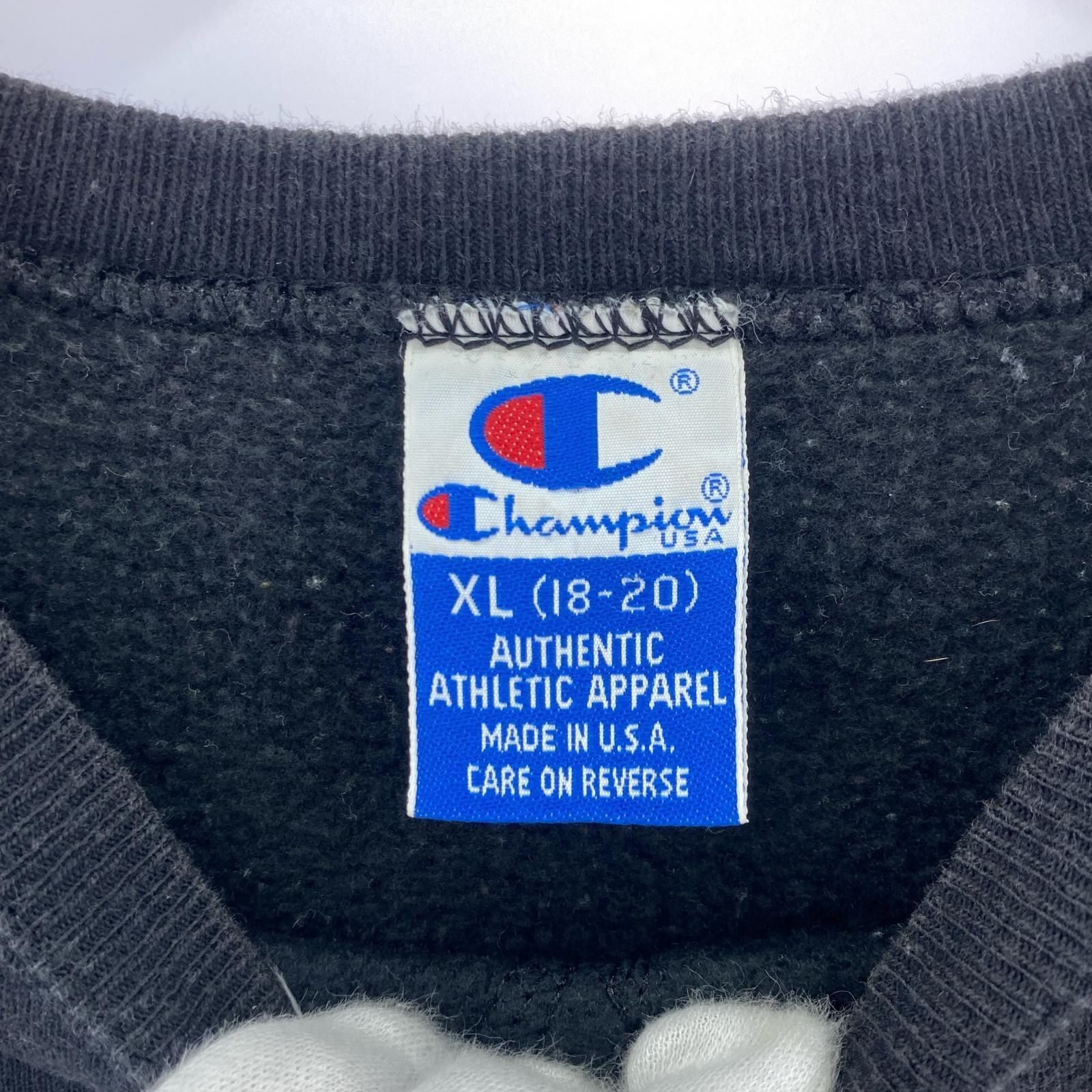 スウェット 90s USA製 LOGO刺繍 黒 XL ブラック