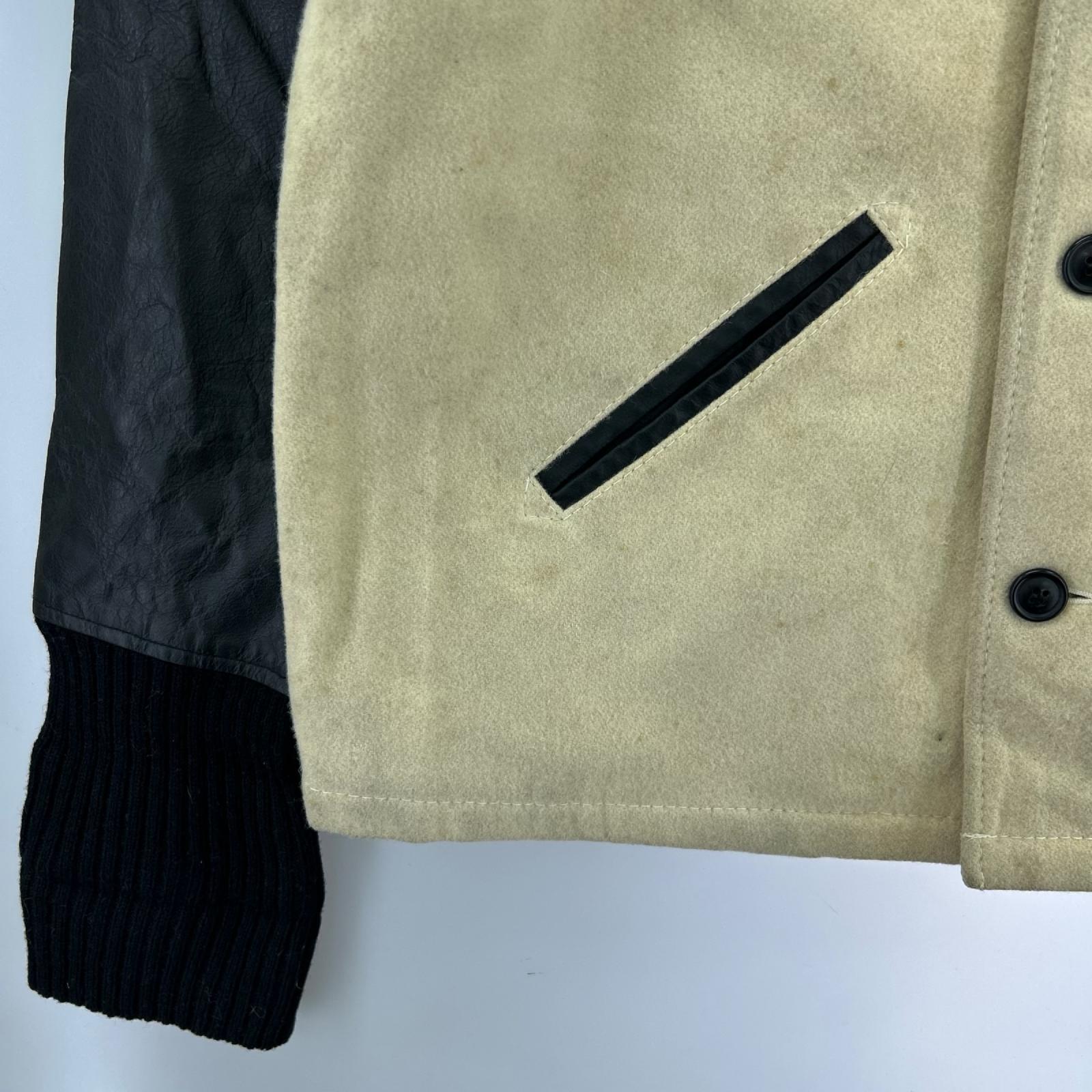 ジャケット LEVI'S 30s復刻 袖レザー ファラオジャケット ウールスタジャン ホワイト