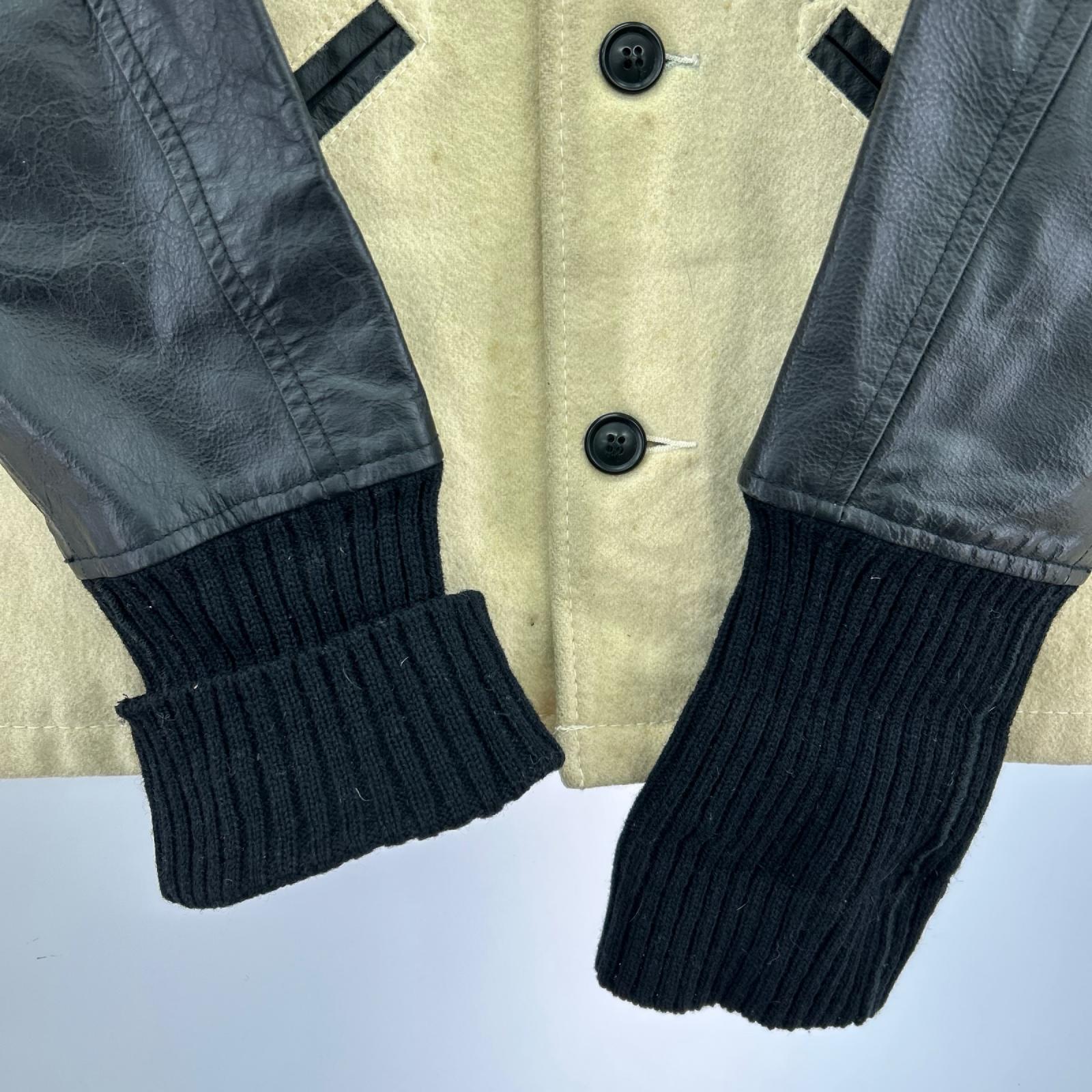 ジャケット LEVI'S 30s復刻 袖レザー ファラオジャケット ウールスタジャン ホワイト