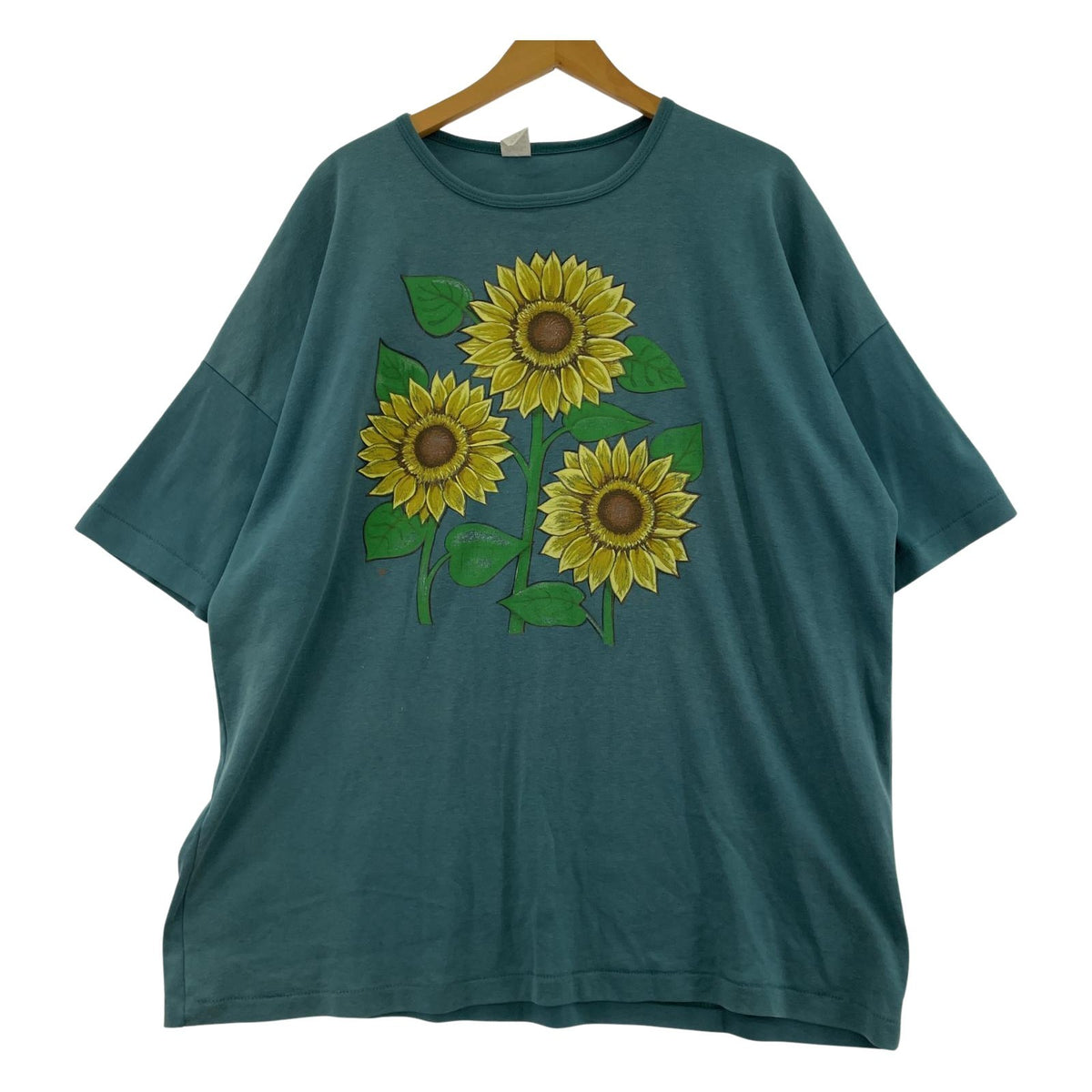 半袖Tシャツ 80’S ひまわり FLOWER Tシャツ グリーン