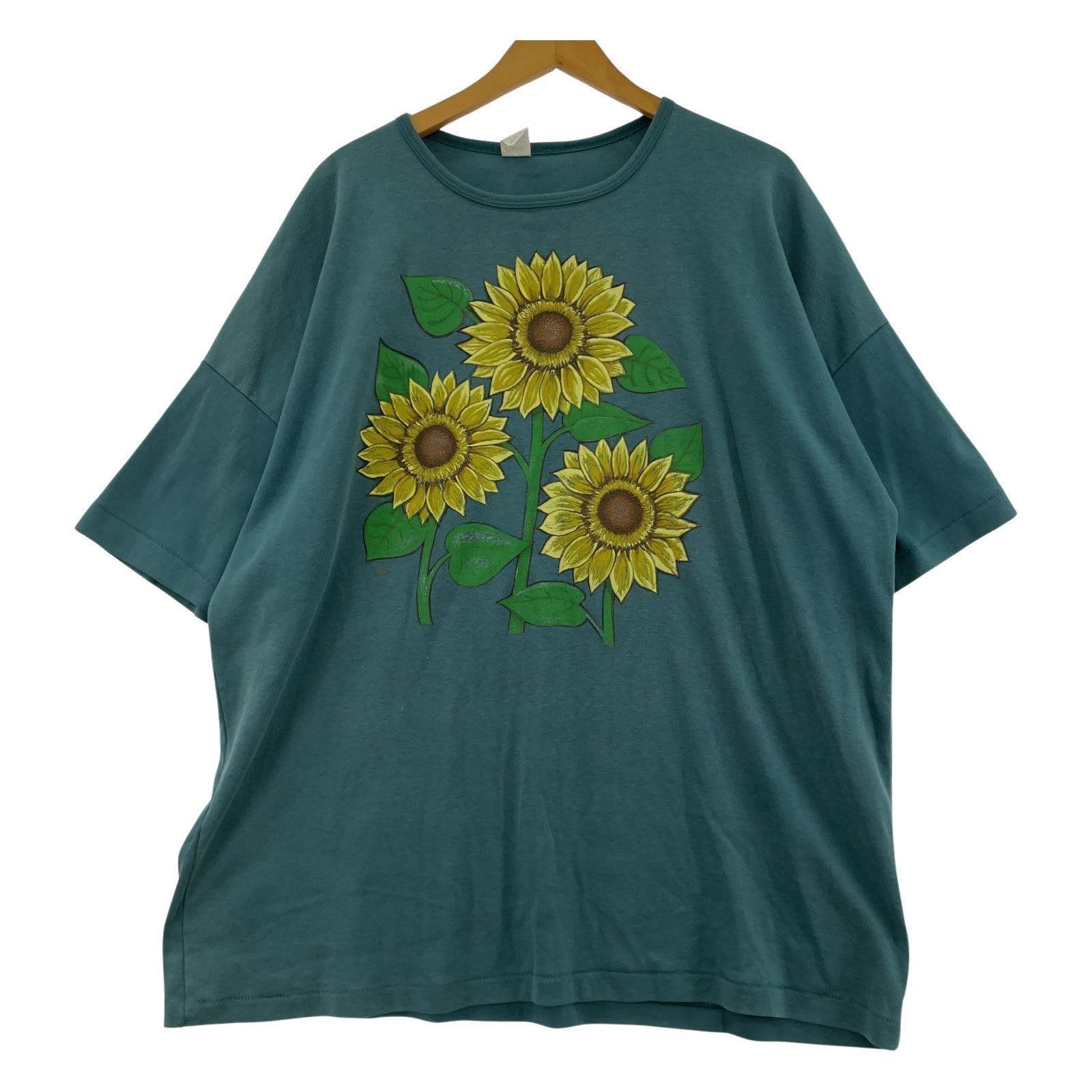 半袖Tシャツ 80’S ひまわり FLOWER Tシャツ グリーン