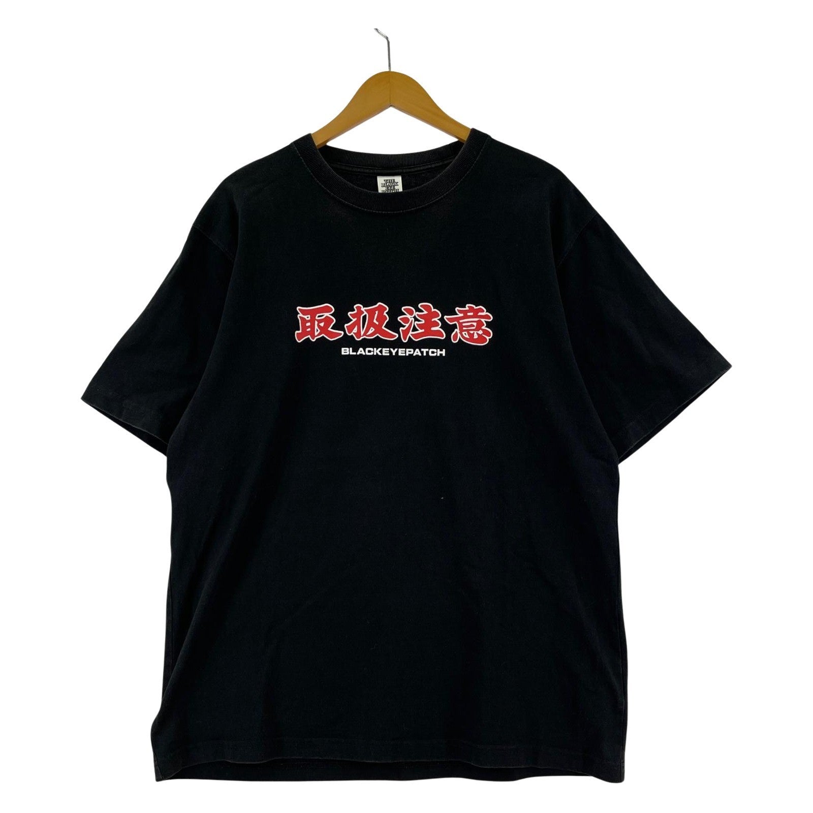 半袖Tシャツ 取扱注意 プリント sizeL L ブラック