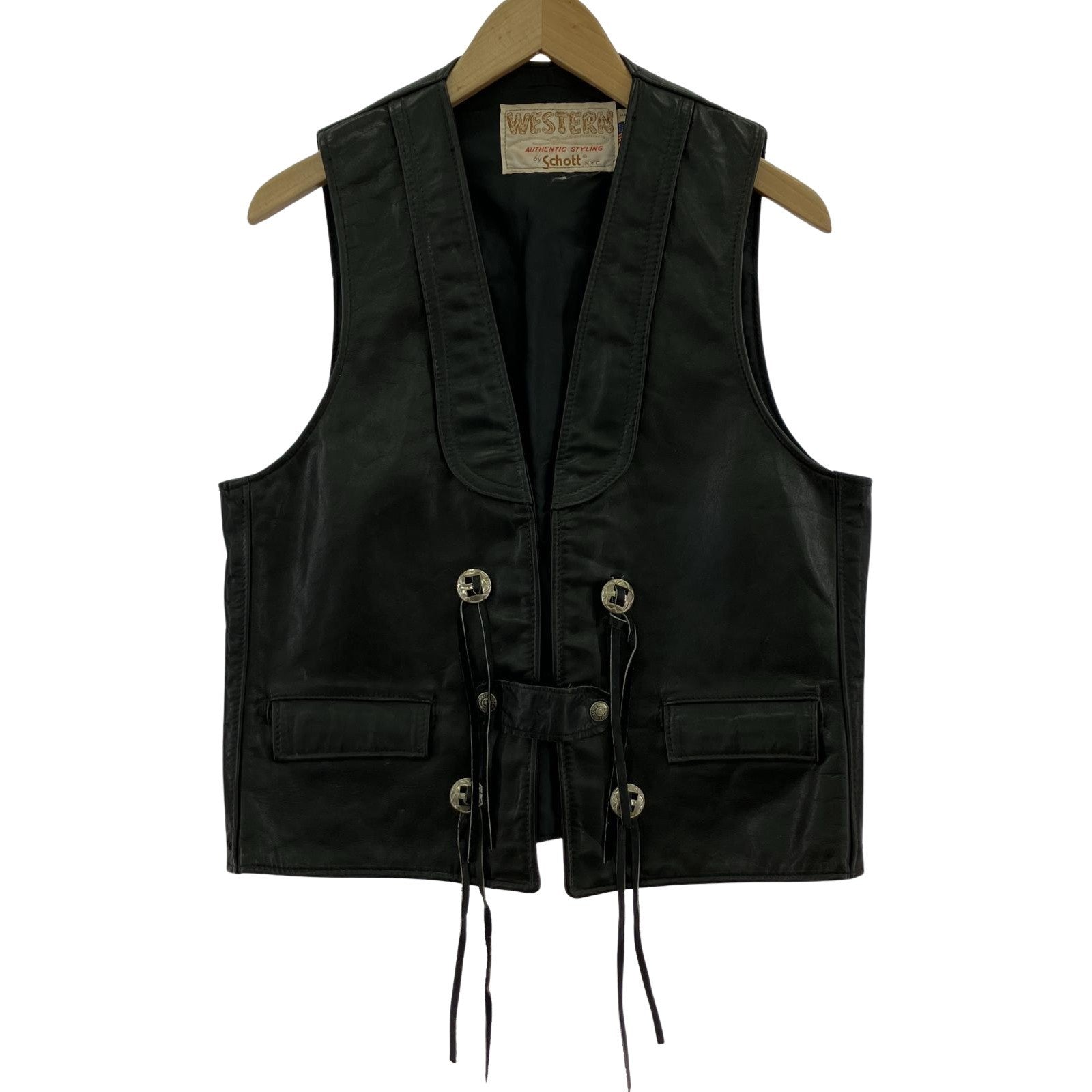 長袖シャツ western by schott レザー USA製 (M) M ブラック