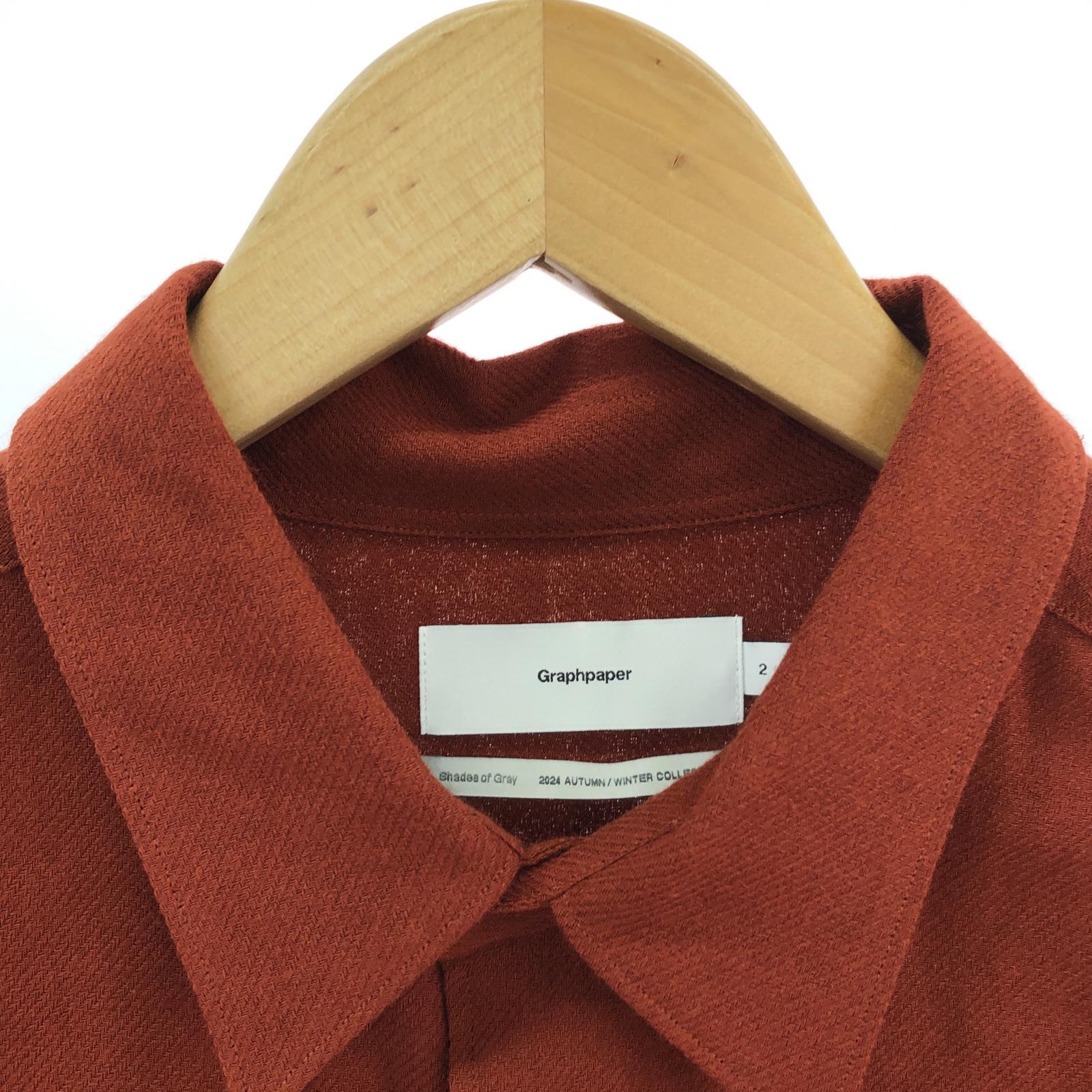 長袖シャツ graphpaper Viscose Wool Viyella Oversized RC Shirt 2 レンガ GM243-50058