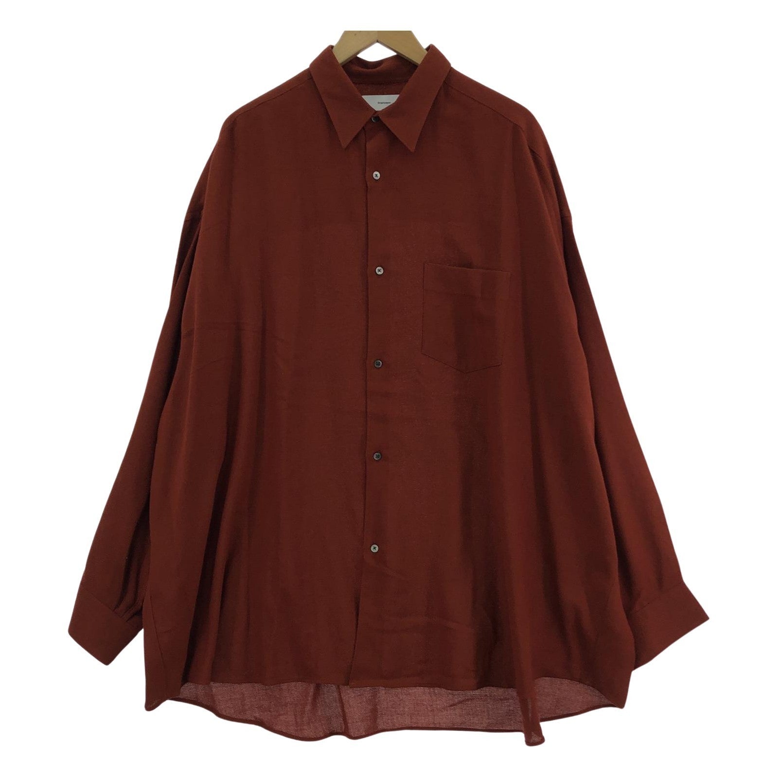 長袖シャツ graphpaper Viscose Wool Viyella Oversized RC Shirt 2 レンガ GM243-50058