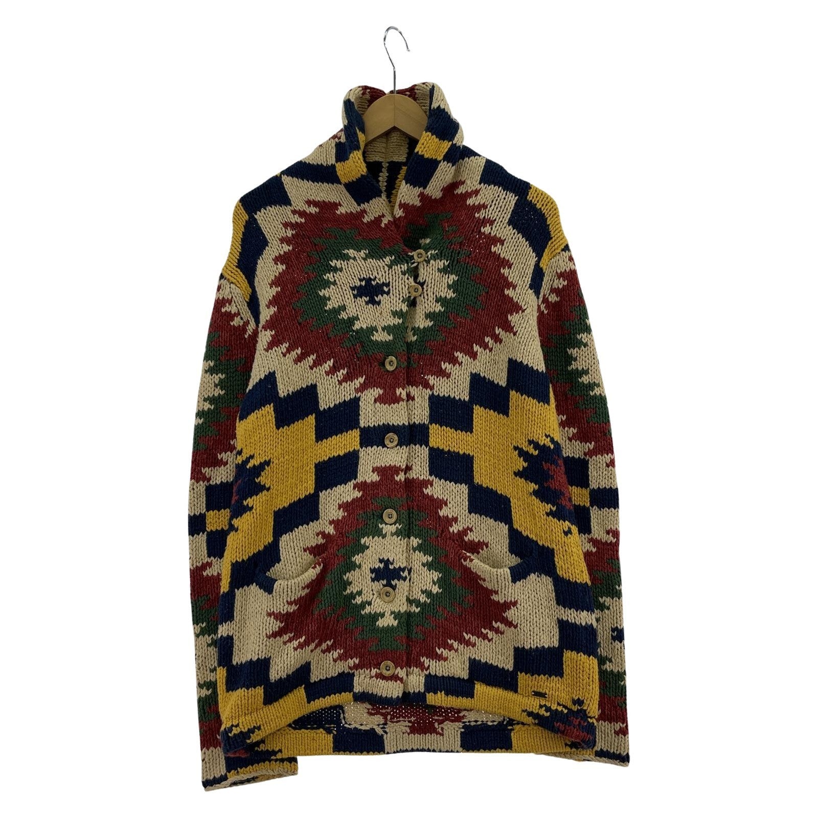 カーディガン ネイティブ柄 shawl collar cardigan