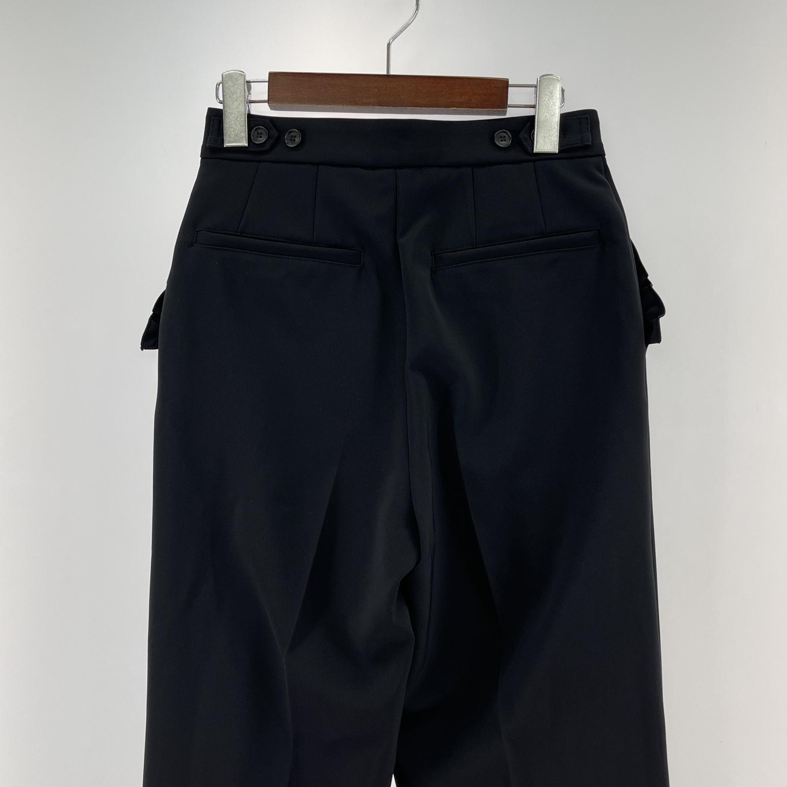 パンツ OHGA POCKET FRILL テーパードパンツ S ブラック