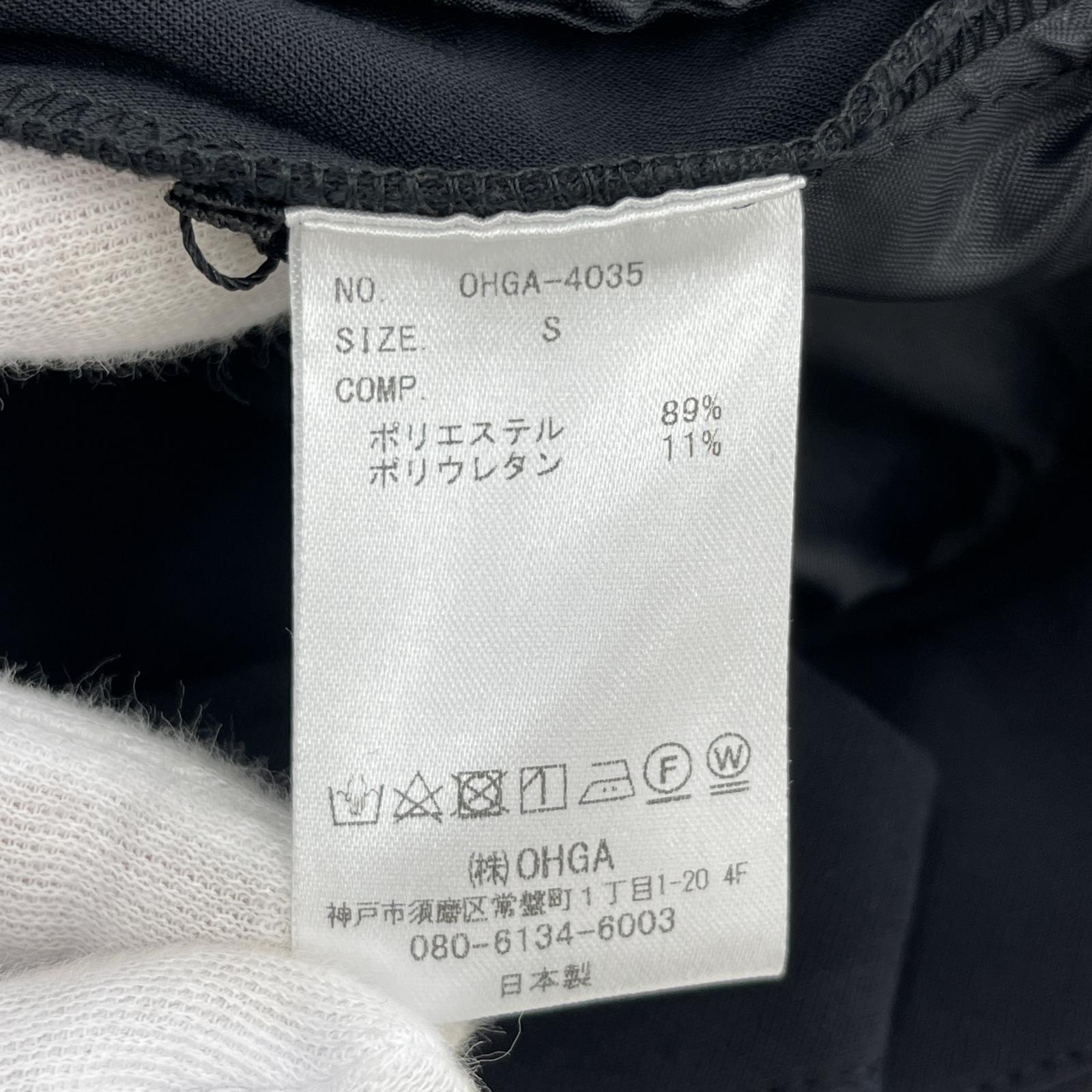 パンツ OHGA POCKET FRILL テーパードパンツ S ブラック