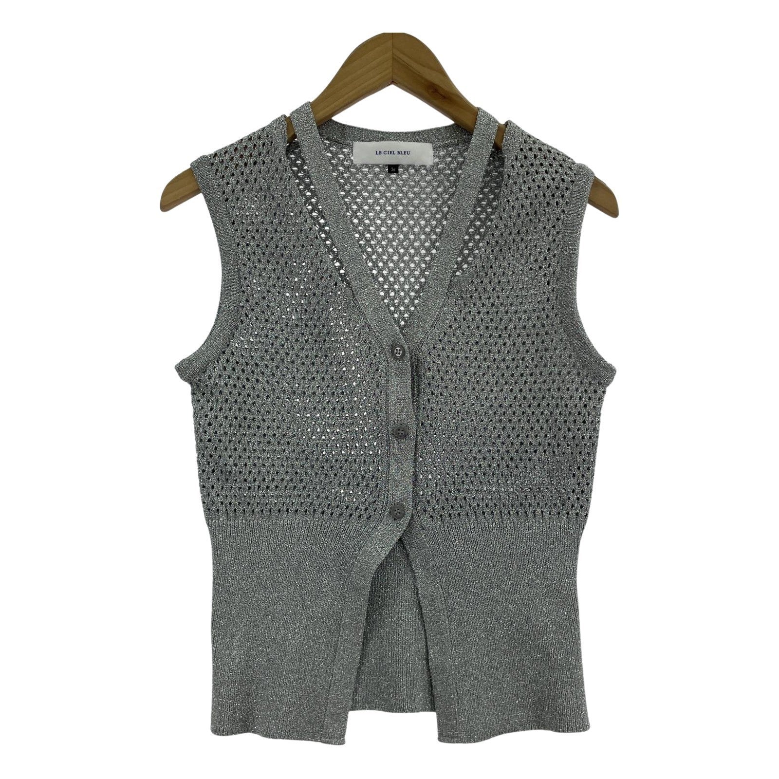 カーディガン Lame Transfomer Knit/SLV 36 シルバー