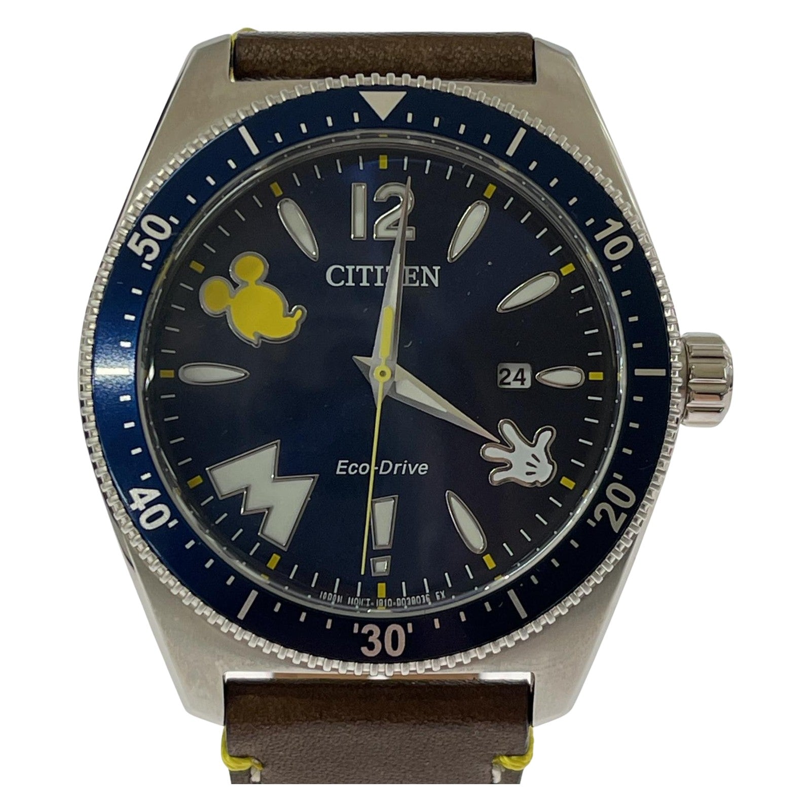 腕時計 ×Disney Eco-Drive レザーバンド ブラウン