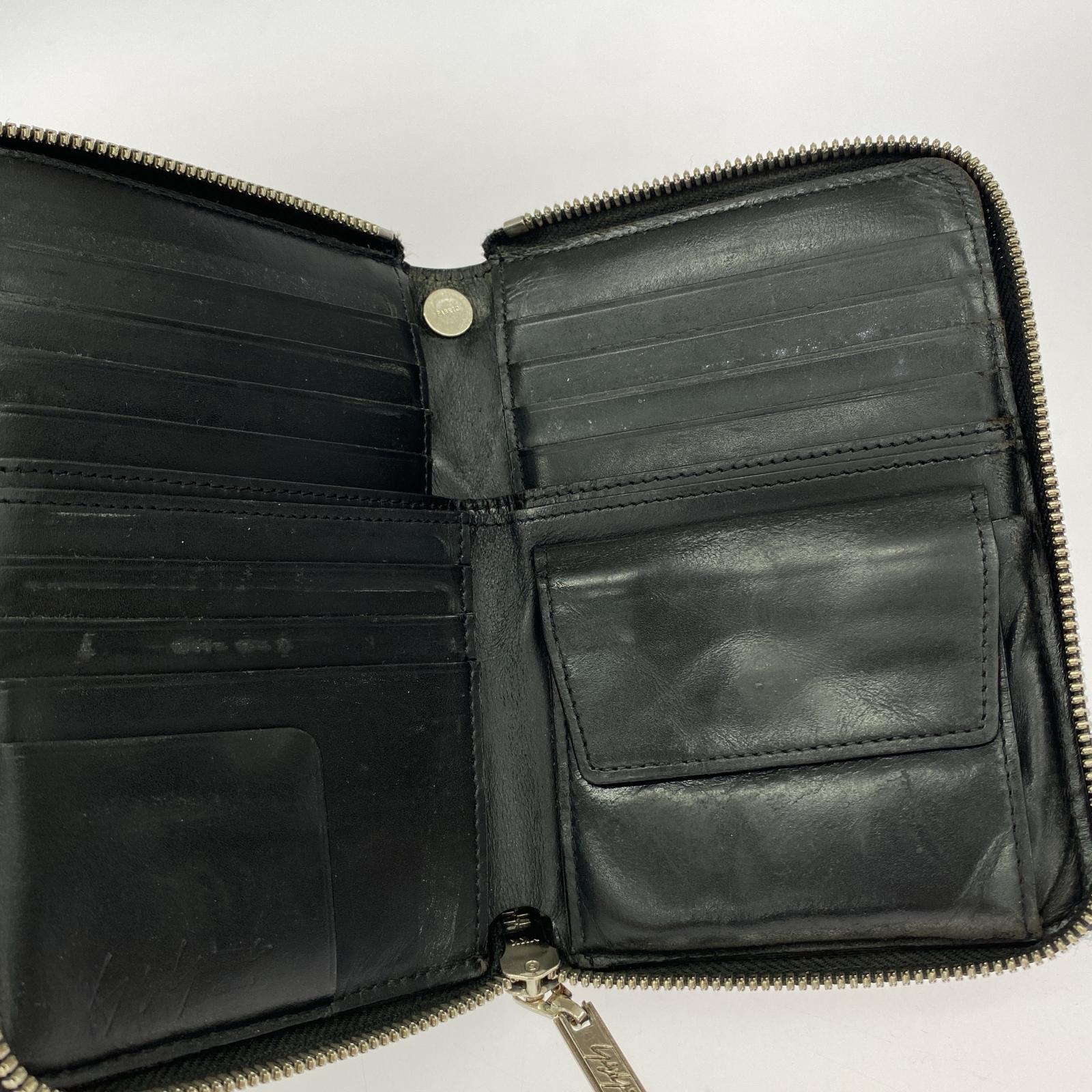 コンパクトウォレット discord Yohji Yamamoto ラウンドジップ ミドルウォレット ブラック ブラック
