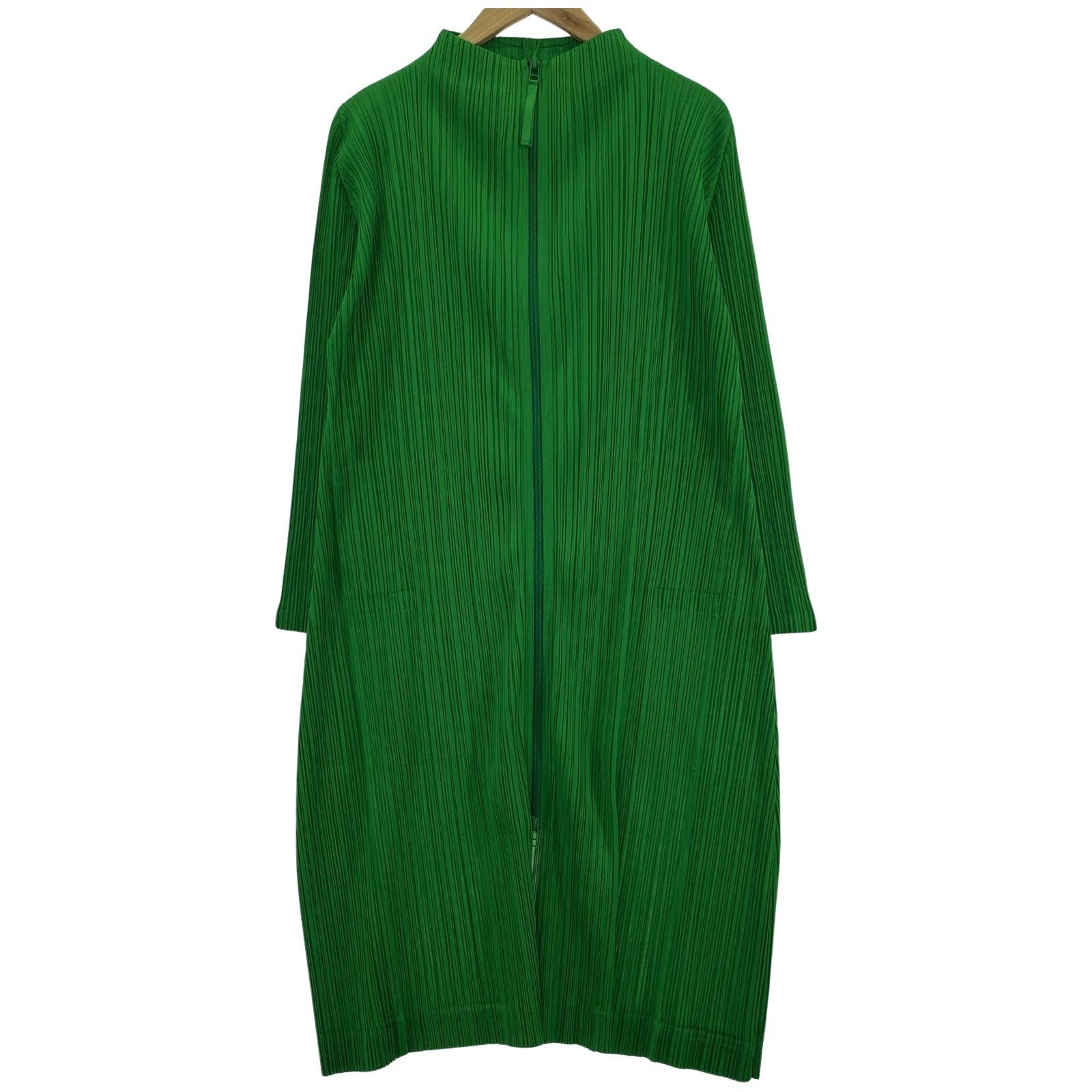ワンピース PLEATS PLEASE ZIPコート 3 グリーン グリーン