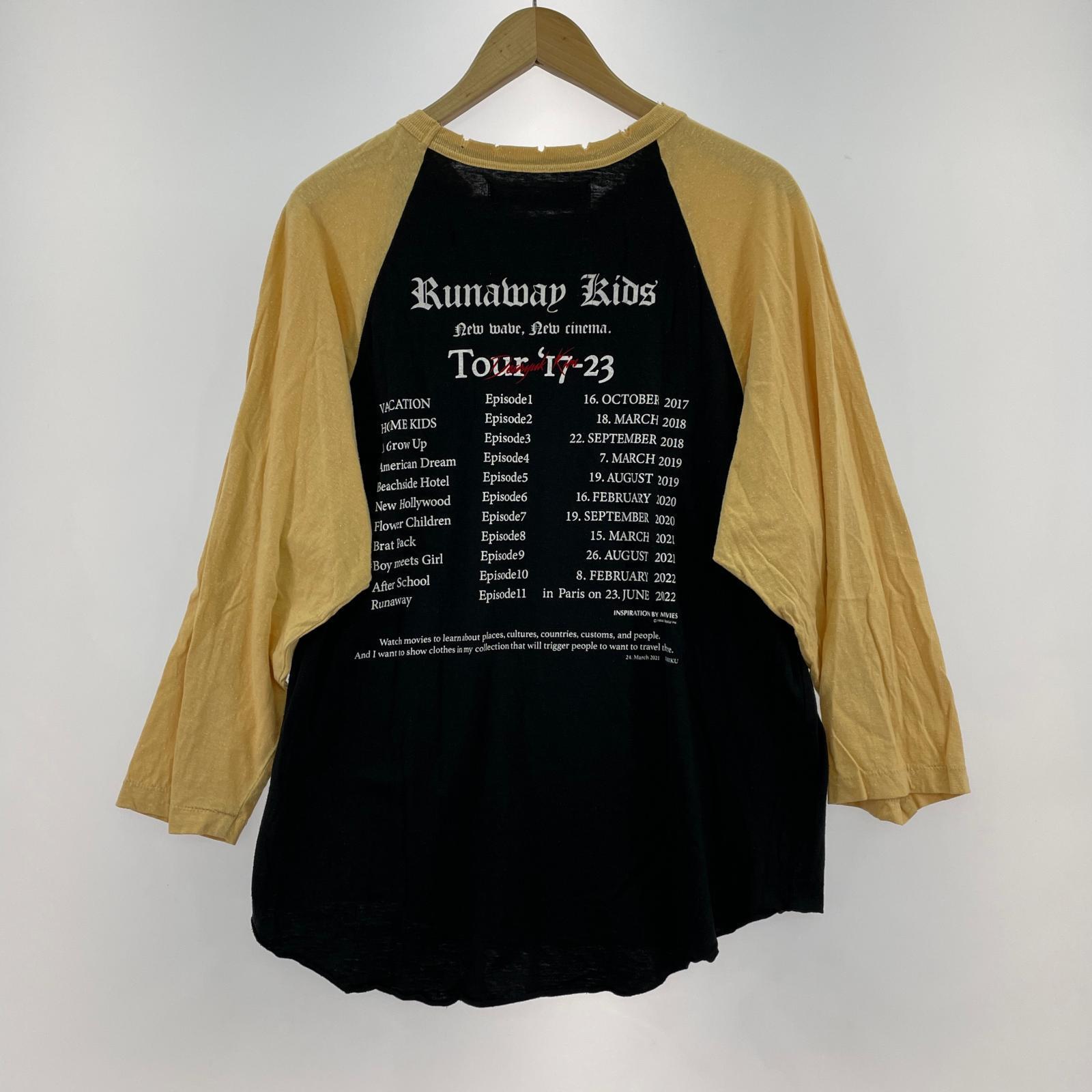 長袖Tシャツ Runaway ラグラン 黒 黄 L