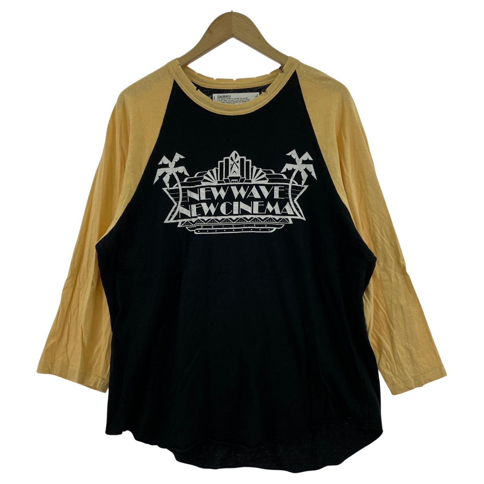 長袖Tシャツ Runaway ラグラン 黒 黄 L