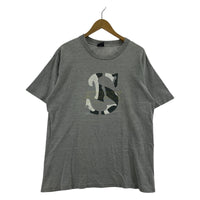 半袖Tシャツ 90s USA製 カモフラ Sロゴ print tee L L グレー