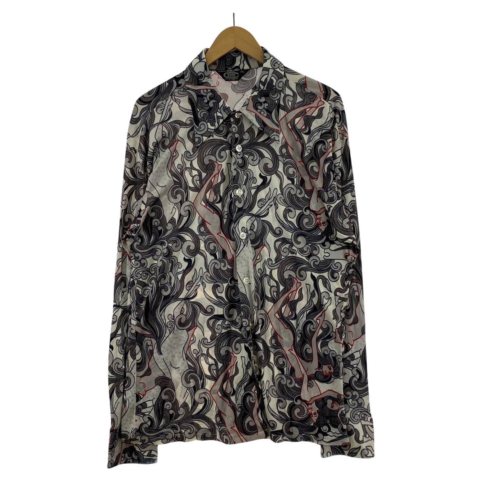 長袖シャツ 70s Nude Print 唐草 XL