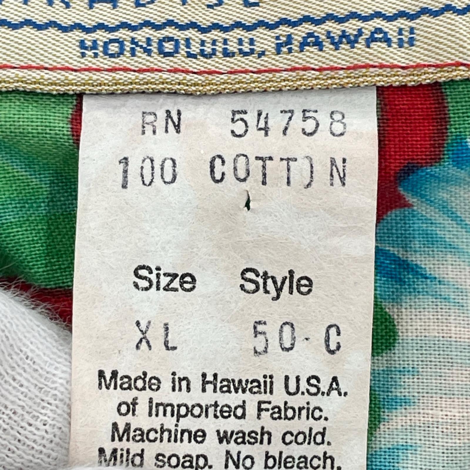 半袖シャツ PARADISE FOUND オウム アロハシャツ 赤 XL レッド