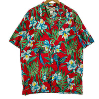 半袖シャツ PARADISE FOUND オウム アロハシャツ 赤 XL レッド