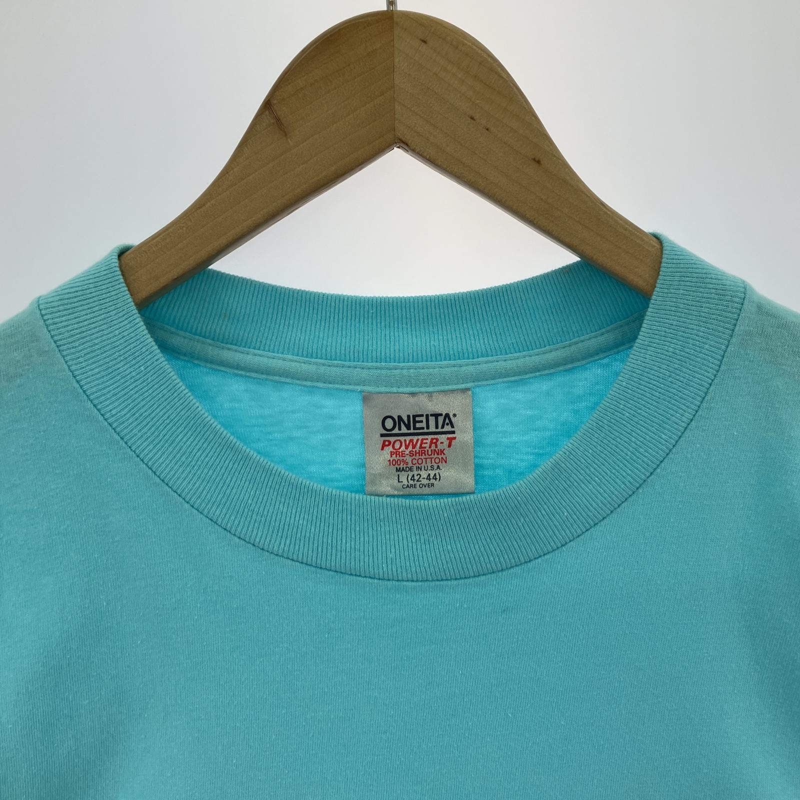 半袖Tシャツ ONEITA 80s~90s USA製 水色 (L) L ブルー