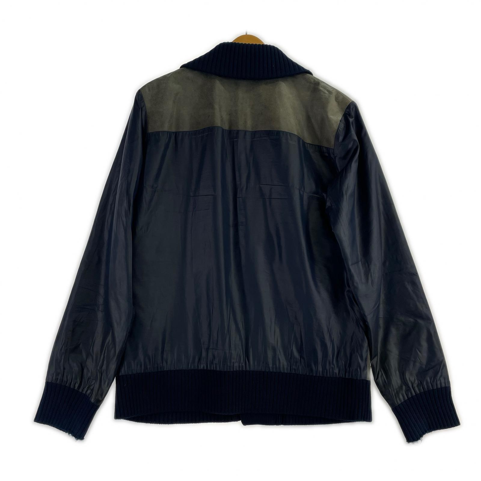 ジャケット ラムレザー切替 カーディガン