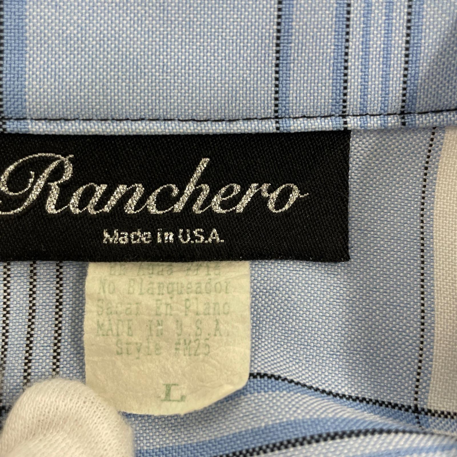 半袖Tシャツ Ranchero チェック 水色 (L)