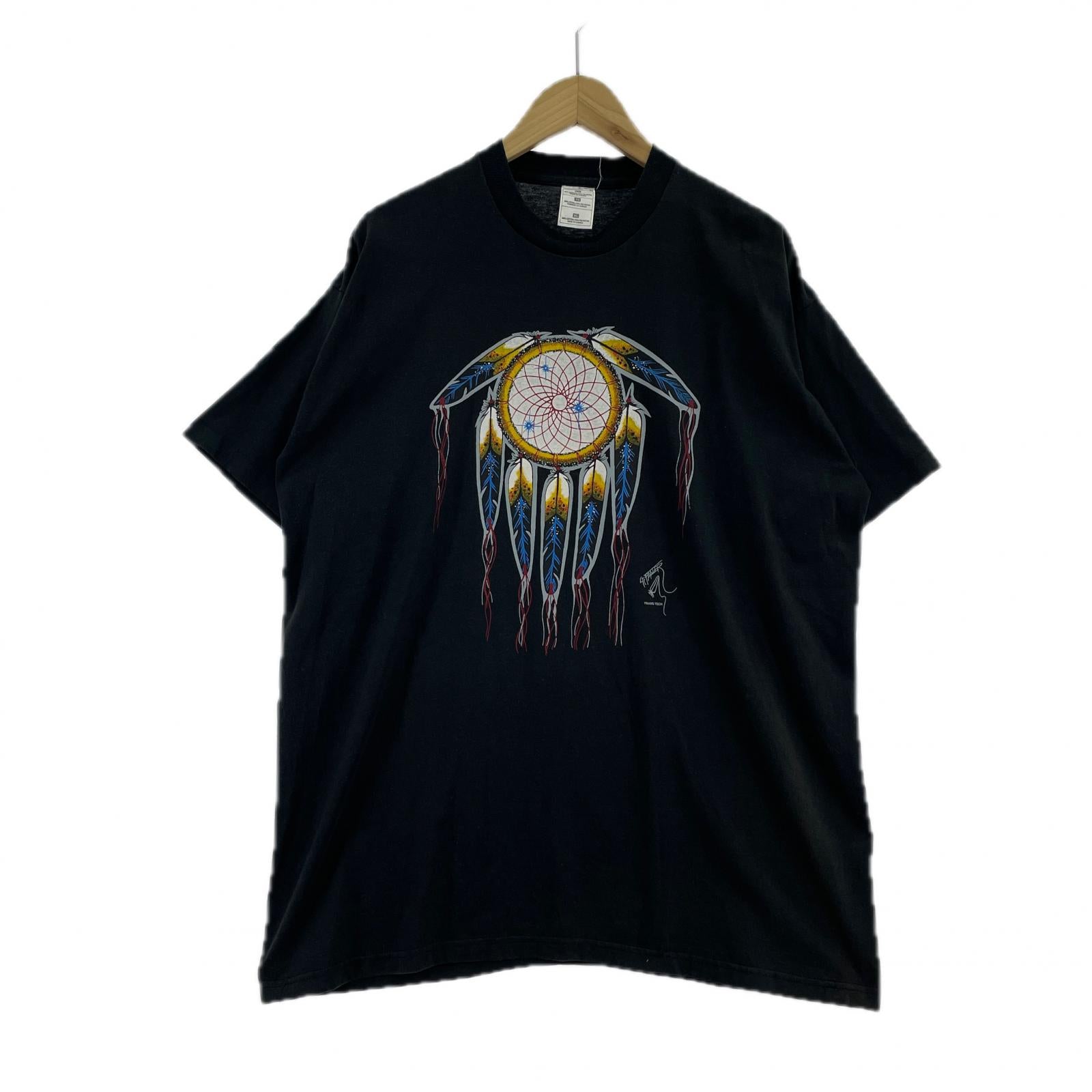 半袖Tシャツ 90’s trans tech フェザー イーグル Tシャツ 黒 ブラック