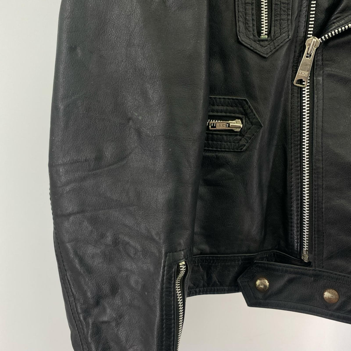 ライダースジャケット 90s ダブル レザー 黒 (-) ブラック