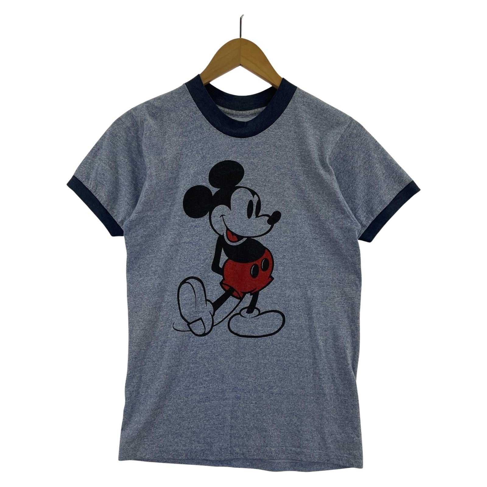 半袖Tシャツ ミッキープリント リンガー ネイビー ブルー