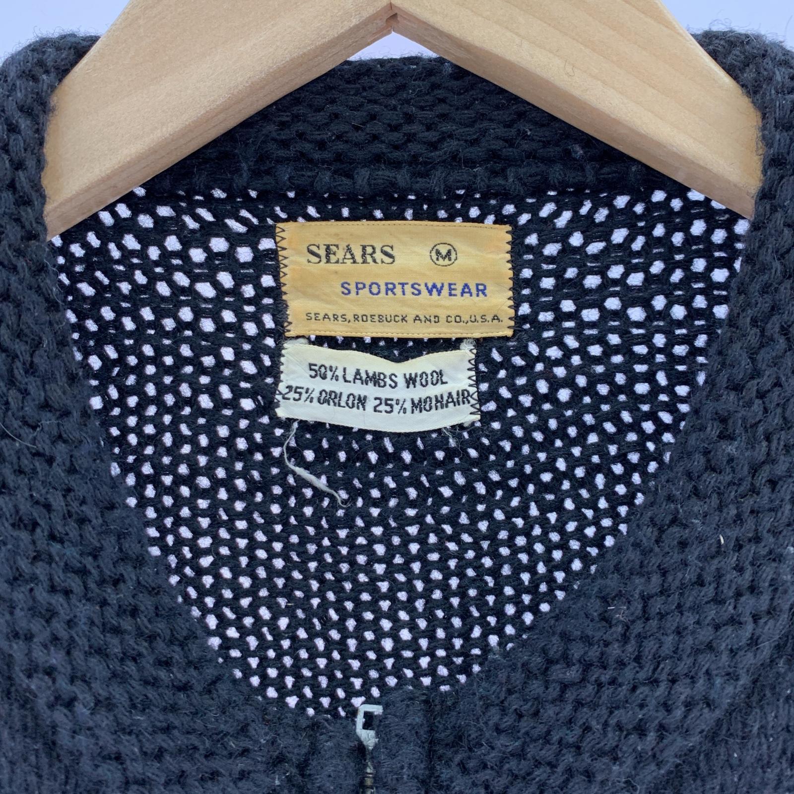 ニット 60s SEARS ジップモヘア混カーディガン ブラック M ブラック