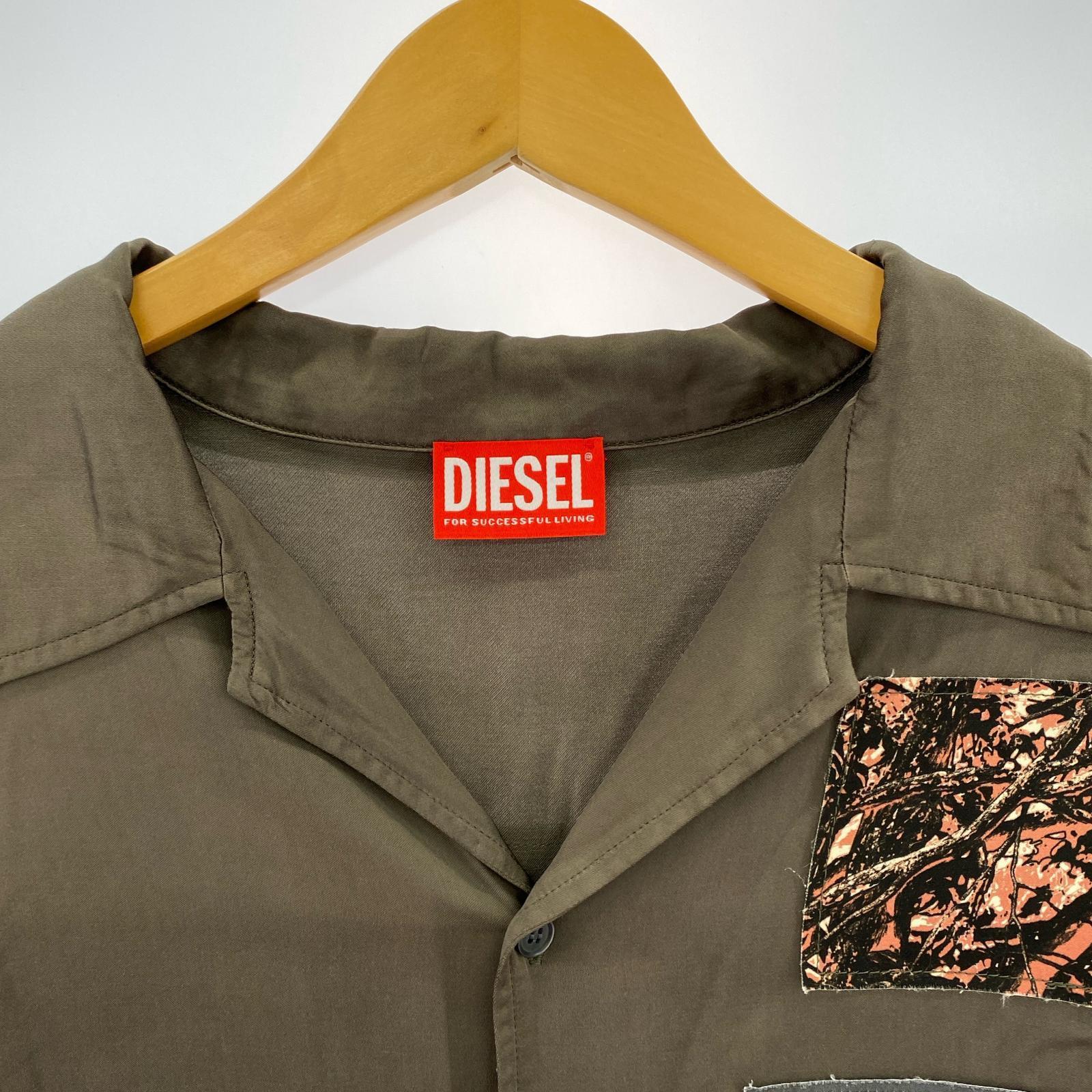 半袖シャツ S-DAXHE SS satin shirt with patches 48 カーキ