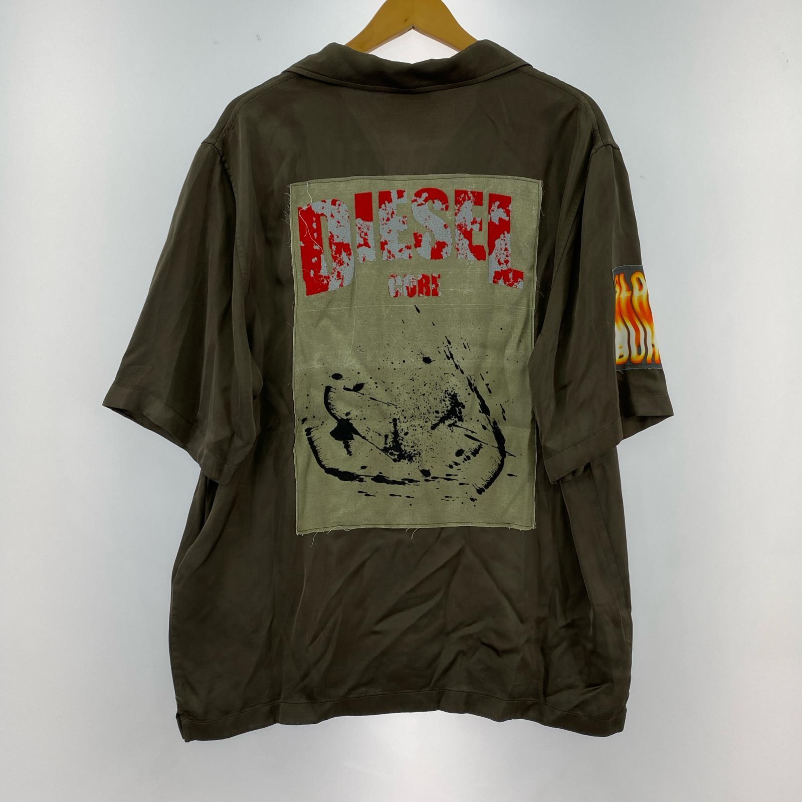 半袖シャツ S-DAXHE SS satin shirt with patches 48 カーキ