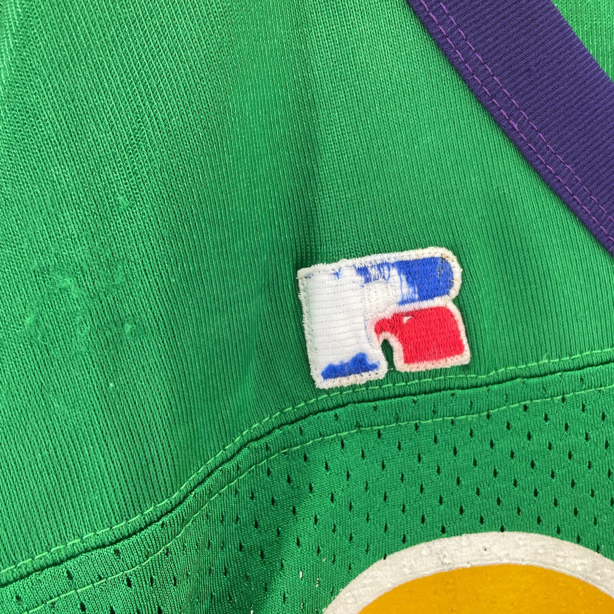半袖Tシャツ 90s RUSSELL USA製 フットボールシャツ(XL) グリーン グリーン