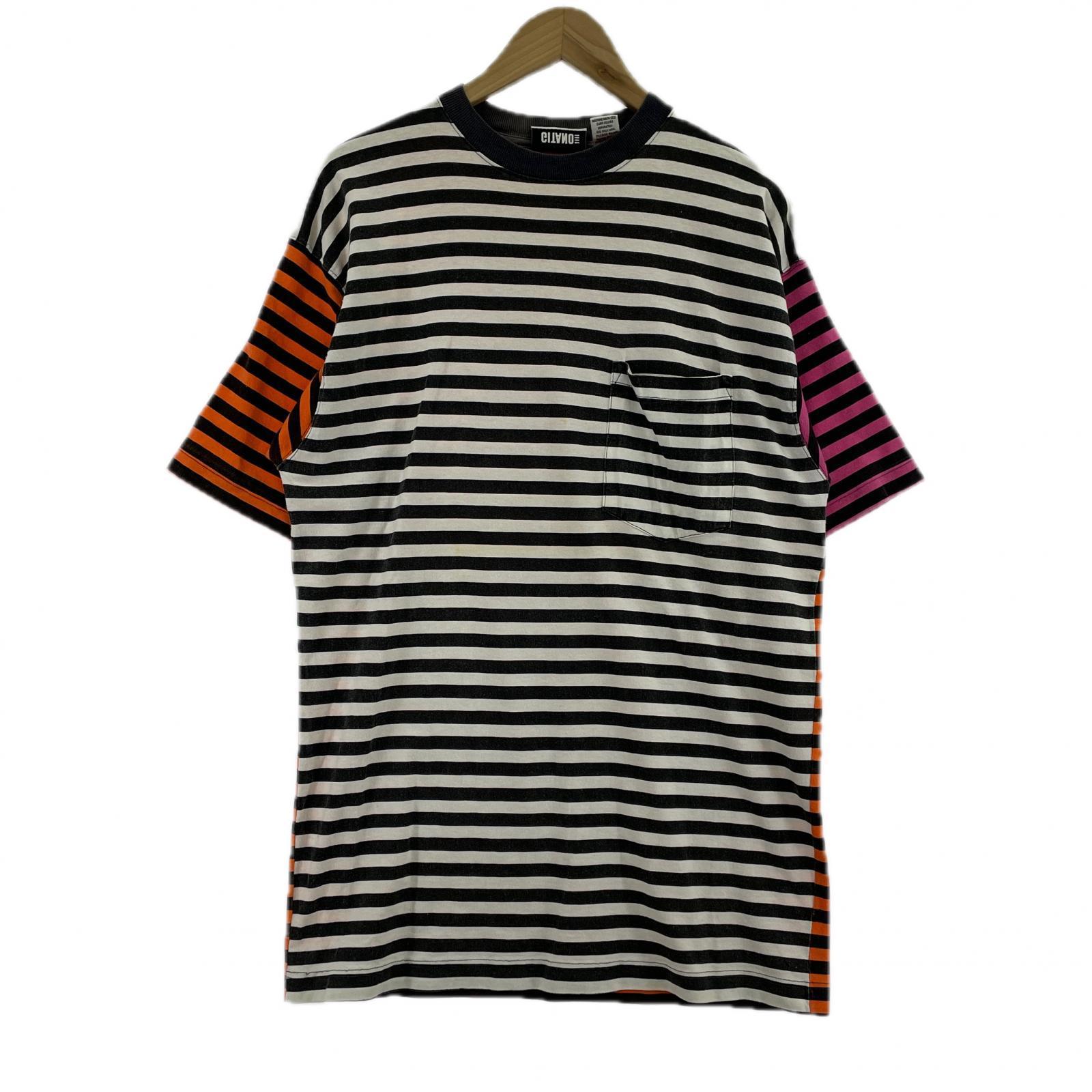 半袖Tシャツ GITANO マルチボーダー クレイジーパターン XL マルチカラー