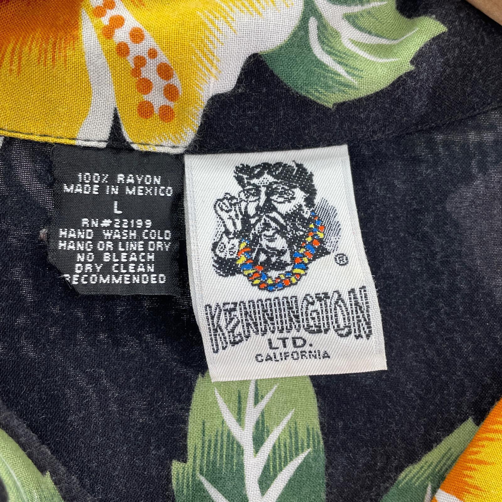 半袖シャツ 70s KENNINGTON レーヨン アロハシャツ 黒 L L