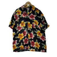 半袖シャツ 70s KENNINGTON レーヨン アロハシャツ 黒 L L