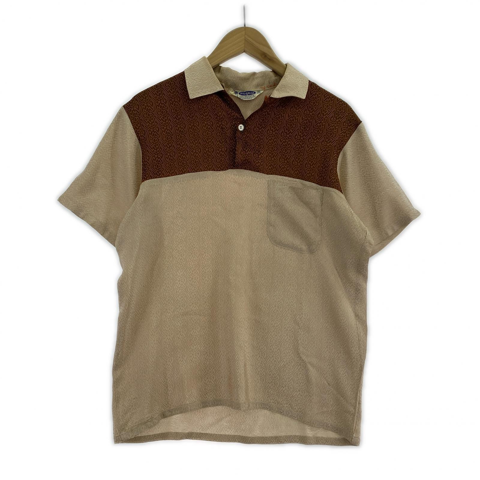 半袖シャツ 60s PILGRIM S/S Rayon Pullover Loop Shirt M ベージュ