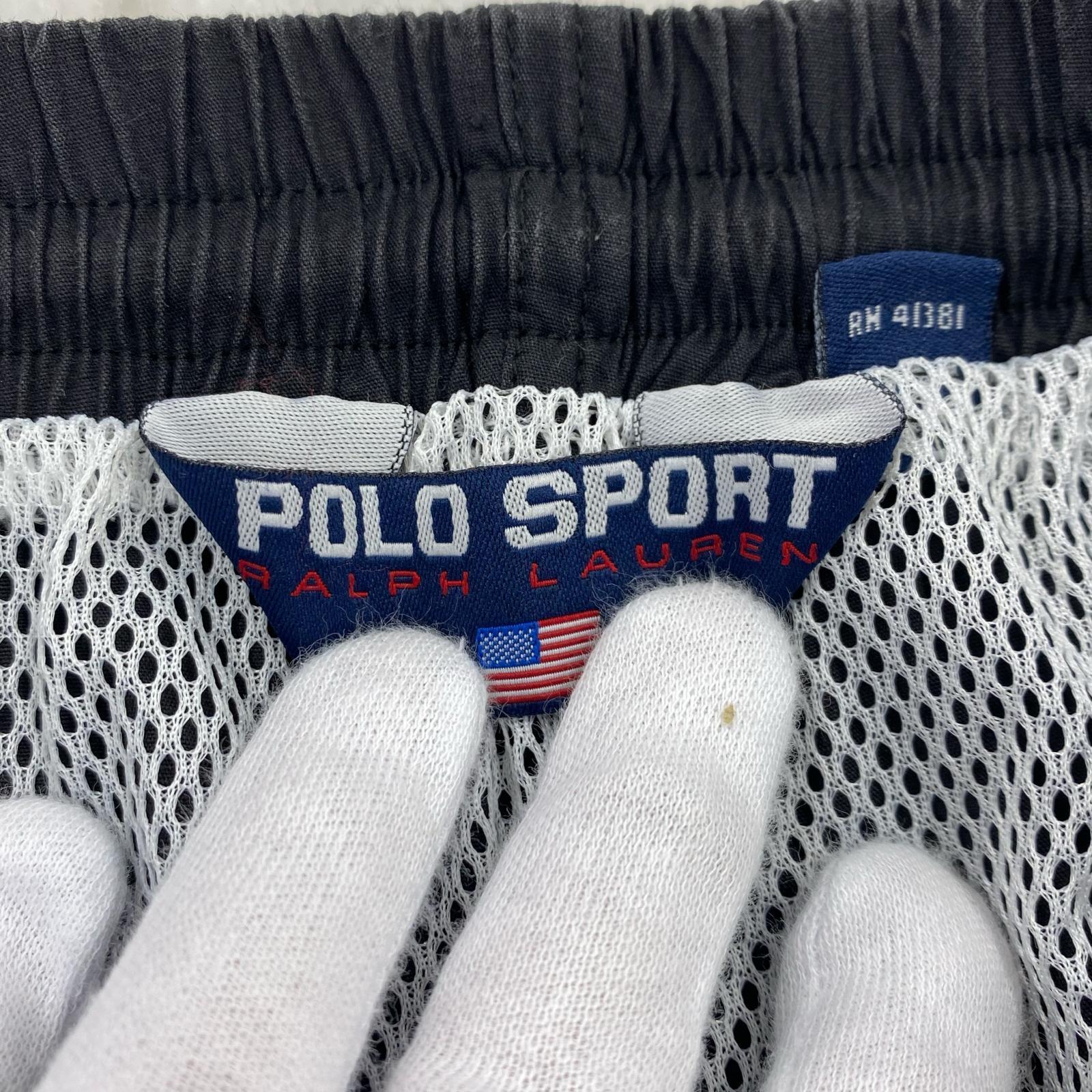 ショートパンツ SPORT ボーダー ナイロンショーツ 黒 青 (L) L