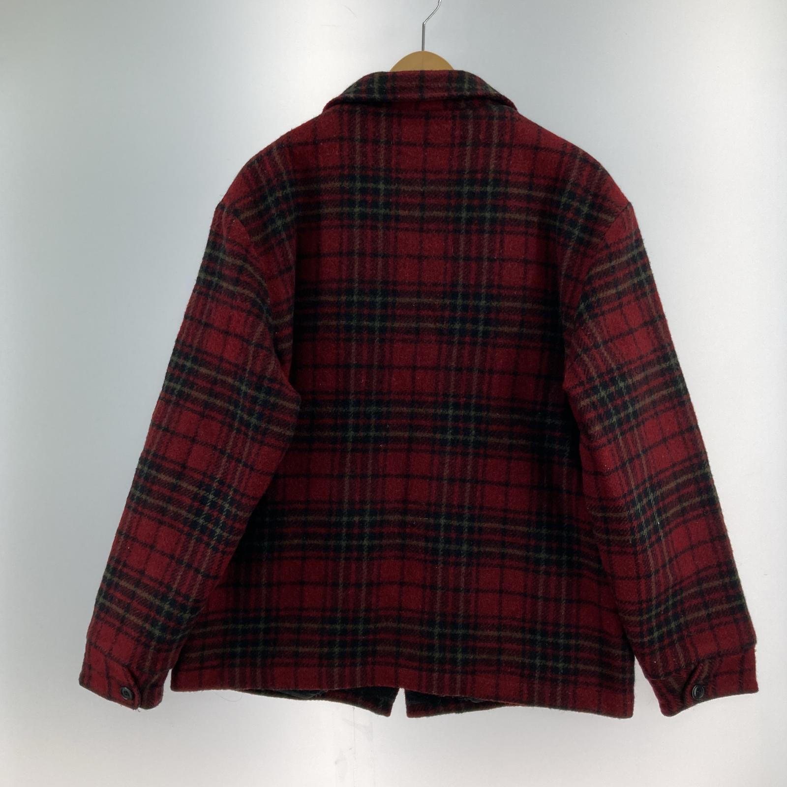 ジャケット 90s 裏ボア メキシコ製 チェック ウールジャケット 赤 (M) M