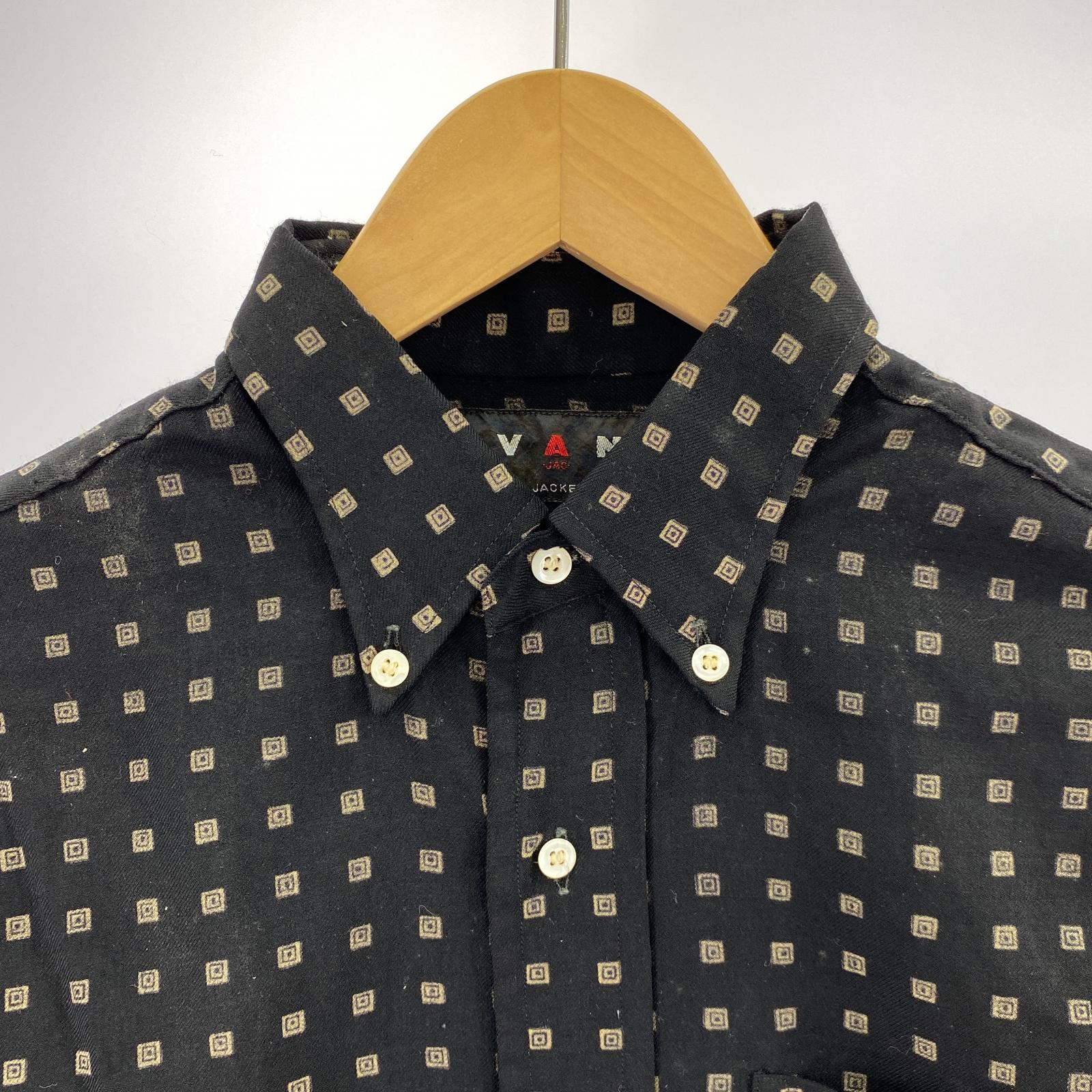 半袖シャツ 60s L/Sボタンダウンシャツ 小紋柄 BLK M ブラック
