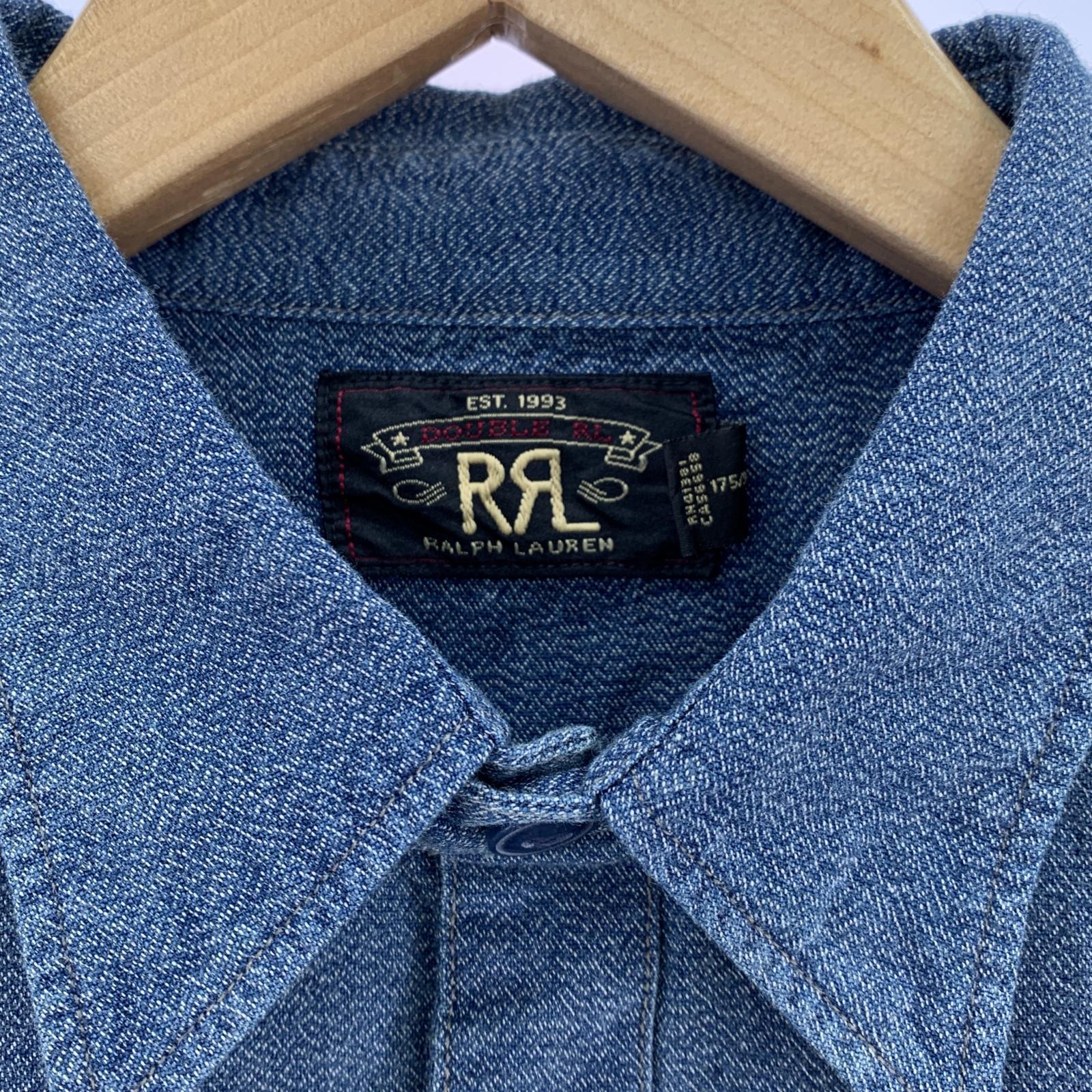 長袖シャツ RRL ワークシャツ チンスト マチ付 青系(M) M ブルー